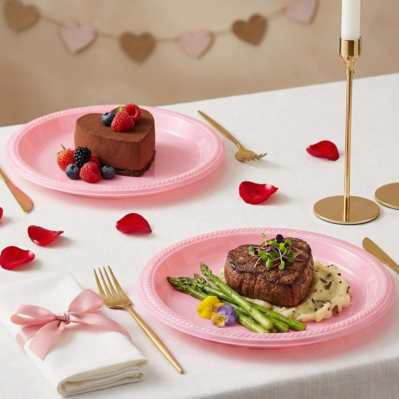 50 Pcs Black Plastic Plates, 10 Inch Black Plates, Black Party Plates Disposable for Birthday Weddings Fathers Day World Cup