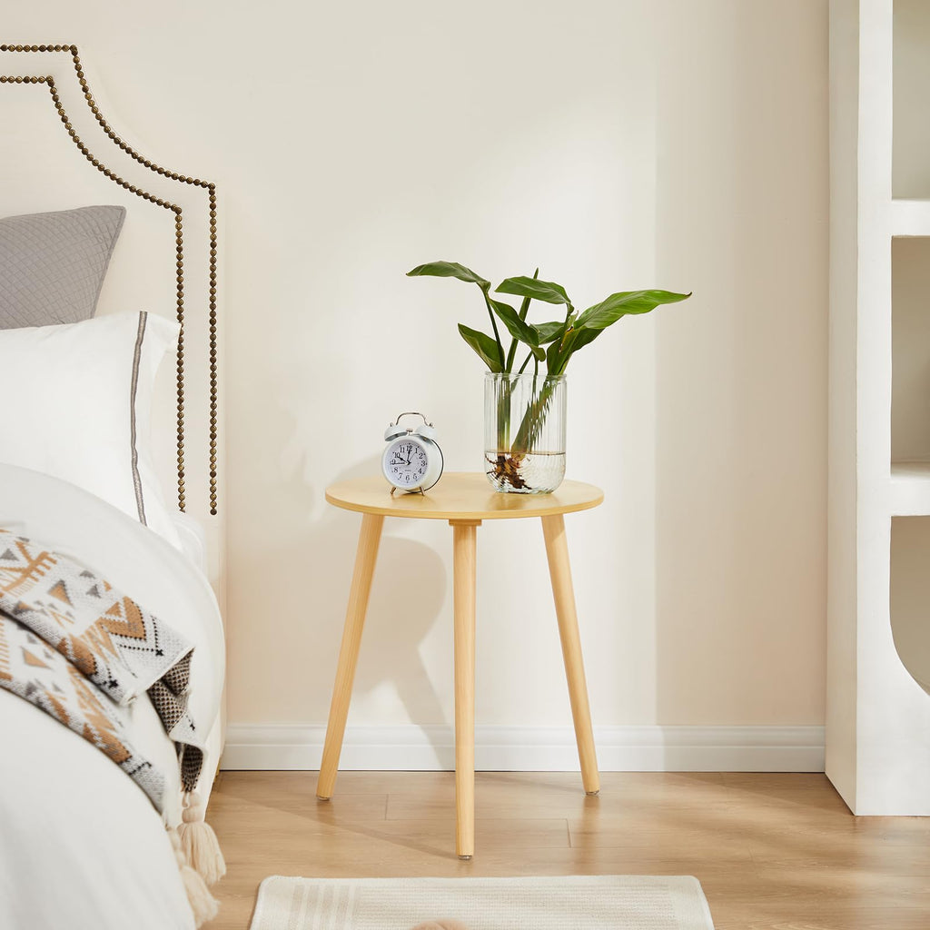Apicizon Black Round Side Table, Black End Table Bedside Table Nursery with Wood Legs, Nightstand for Living Room, Bedroom, 16.5 x 20.5 Inches