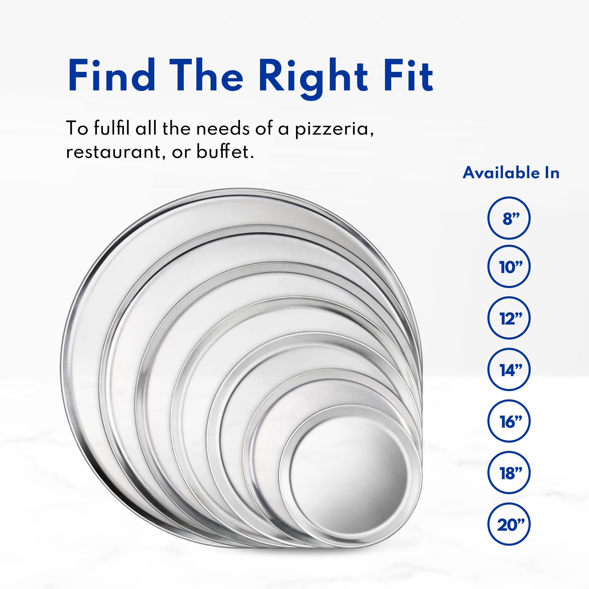 New Star Foodservice Restaurant-Grade Aluminum Pizza Pan/Tray, Wide Rim, 8 Inch, Pack of 6