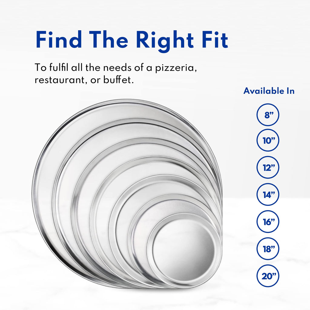 New Star Foodservice Restaurant-Grade Aluminum Pizza Pan/Tray, Wide Rim, 8 Inch, Pack of 6