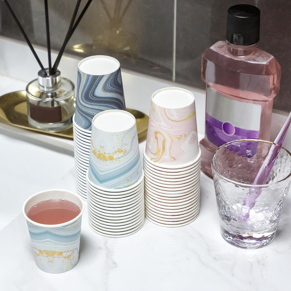 BYSNOW 100 Pack 3 oz Paper Cups, Disposable Bathroom Cups, Small Mouthwash Cups, Mini Paper Cups for Bathroom, White 100Pack