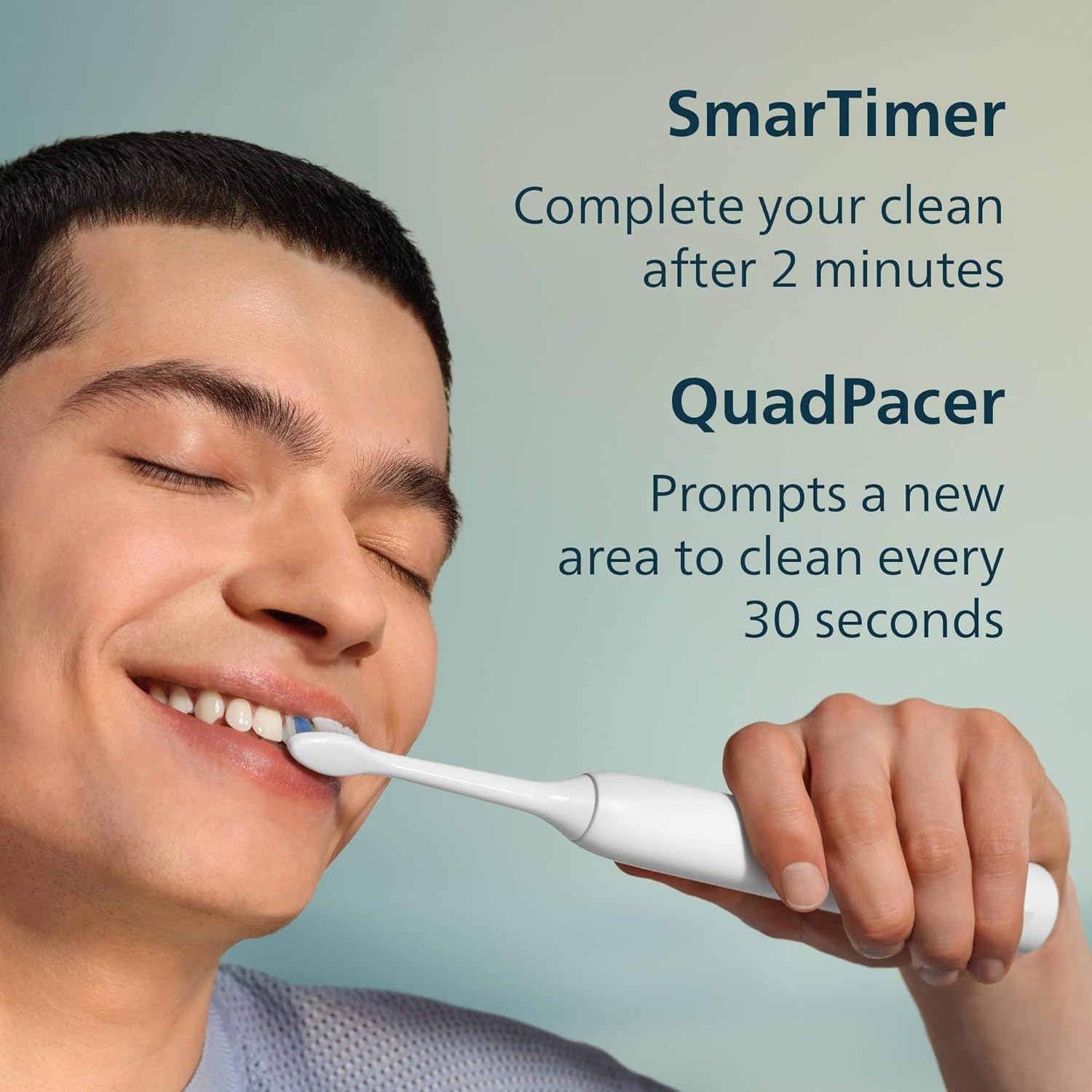 PHILIPS Sonicare 1100 Series Electric Toothbrush - Sonic Toothbrush with Advanced Sonic Technology, EasyStart, Smartimer & Quadpacer, White, Model HX3641/02