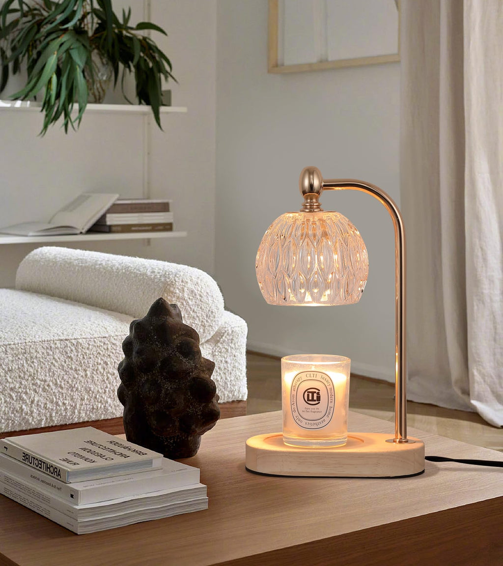 MEIXISUE Candle Warmer Lamp with Timer and Dimmer,Electric Amber Light Gifts for Women Melt Wax Warmer Lamp with 2 Bulbs for Candle Jars House Warming New Home Decor