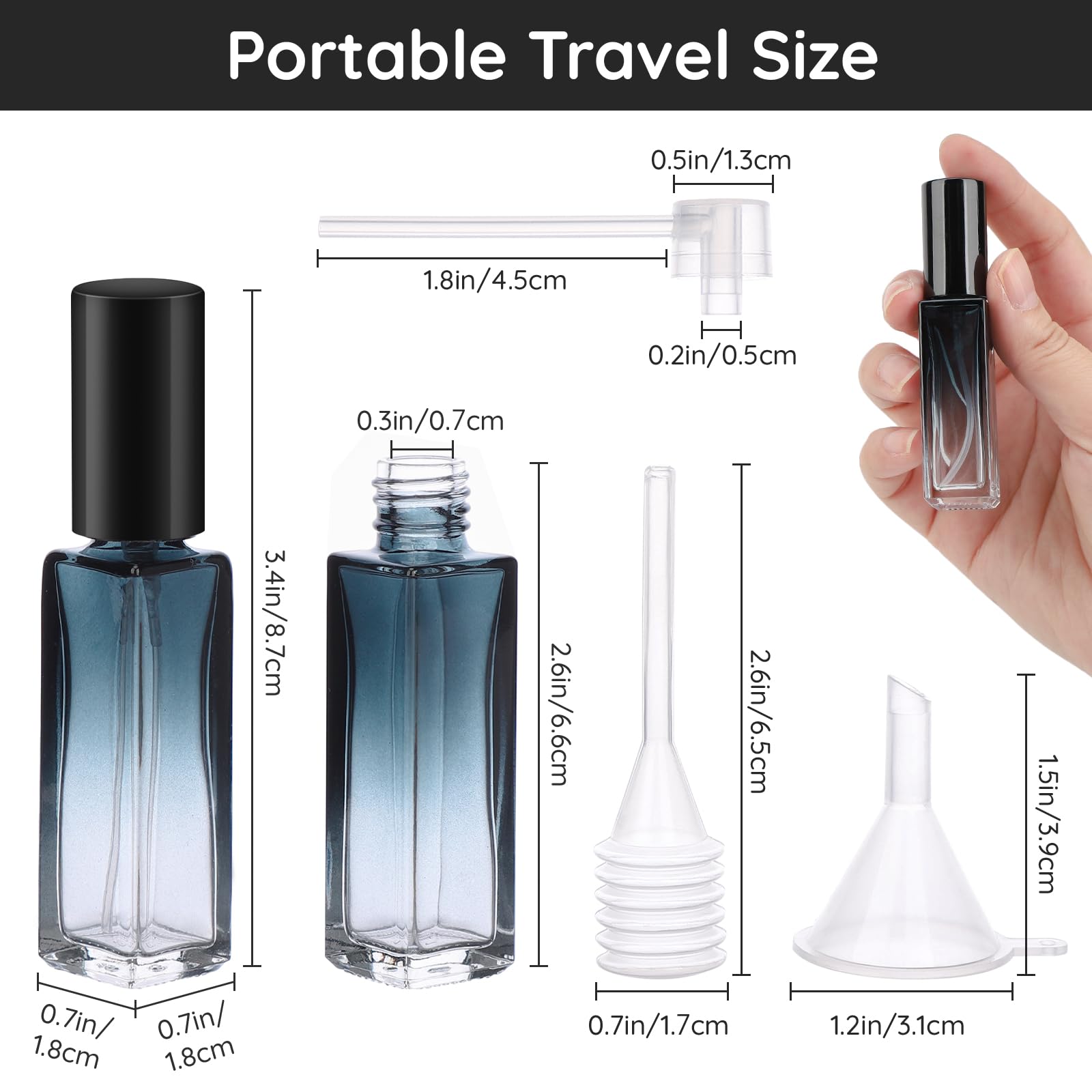 Segbeauty 0.34oz Mini Perfume Spray Bottles, 10Pack 10ml Glass Travel Perfume Atomizer Refillable, Small Empty Cologne Atomizer for Frangrance, Sample Cologne Bottles Sprayer with Refill Tool
