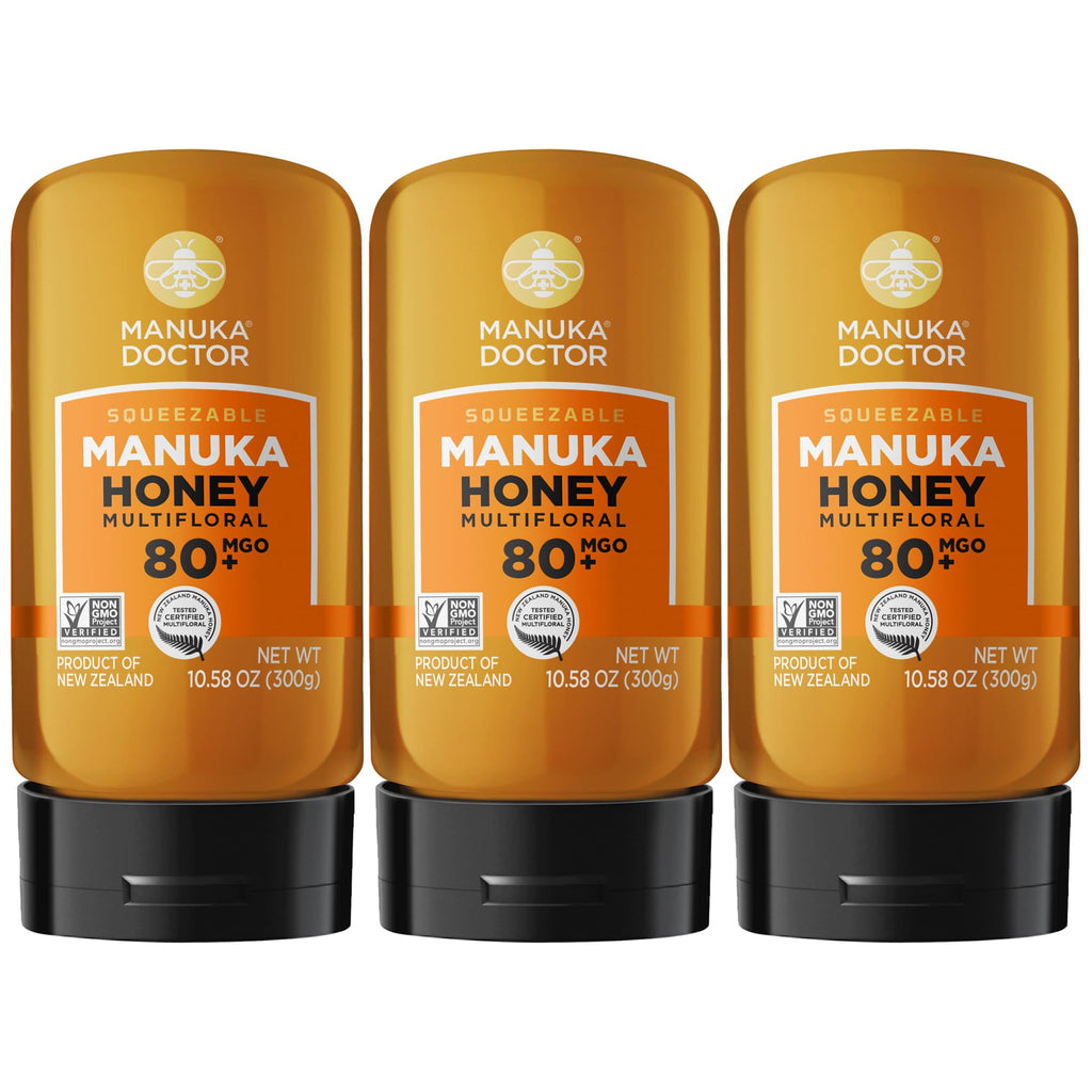 Manuka Doctor - MGO 80+ Manuka Honey Multifloral, 100% Pure New Zealand Honey. Certified. Guaranteed. Raw. Non-GMO (17.6oz)