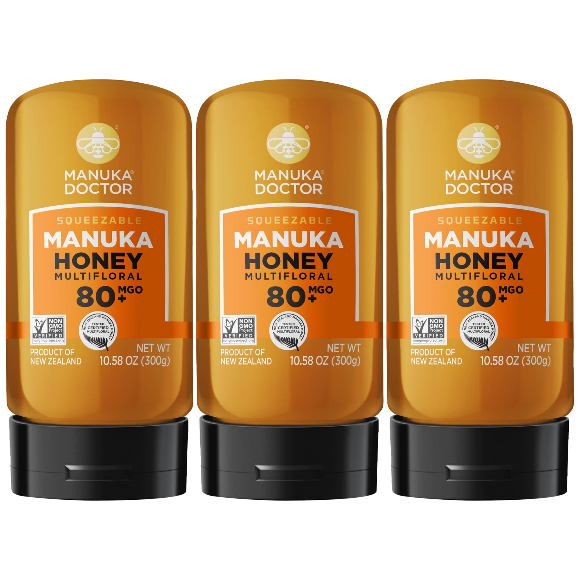 Manuka Doctor - MGO 80+ Manuka Honey Multifloral, 100% Pure New Zealand Honey. Certified. Guaranteed. Raw. Non-GMO (17.6oz)