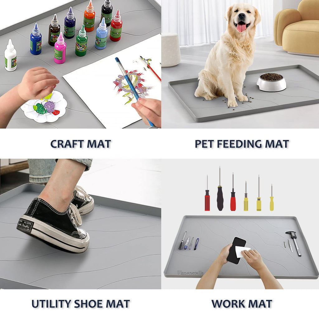 Heavy Duty Silicone Under Sink Mats for Kitchen Waterproof 19" x 19", Extra Thick Under Sink Rubber Mat Drip Tray, Raised Edge Under Sink Liner,Prevent Drips, Leaks, Spills,Beige
