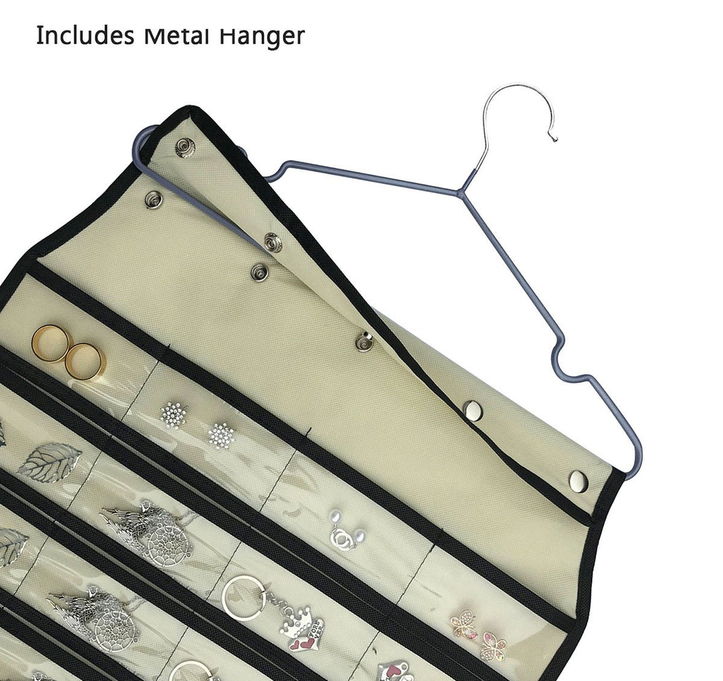 BB Brotrade Hanging Jewelry Organizer,Accessories Organizer,80 Pocket Organizer for Holding Jewelries（Beige）