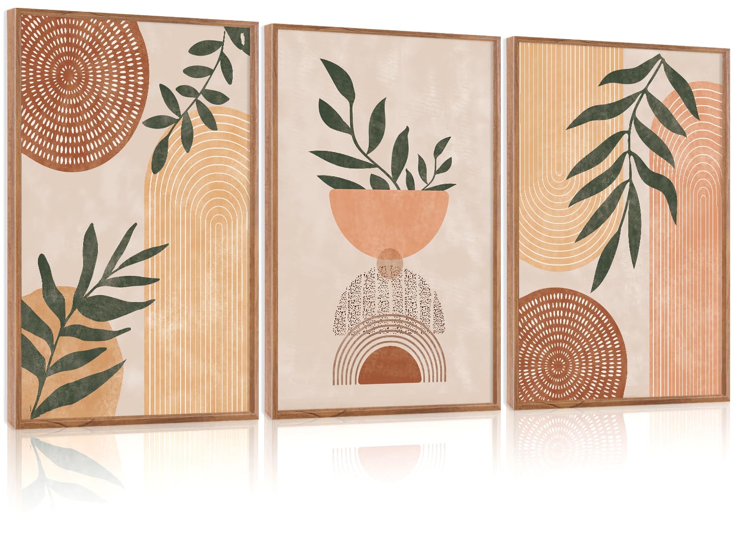 CHDITB Abstract Modern Framed Canvas Wall Art Set, Contemporary Artwork for Home Decor, Neutral Pastel Illustration Wall Painting, Nordic Minimal Zen Art Prints for Living Room Office-16 x24 x3