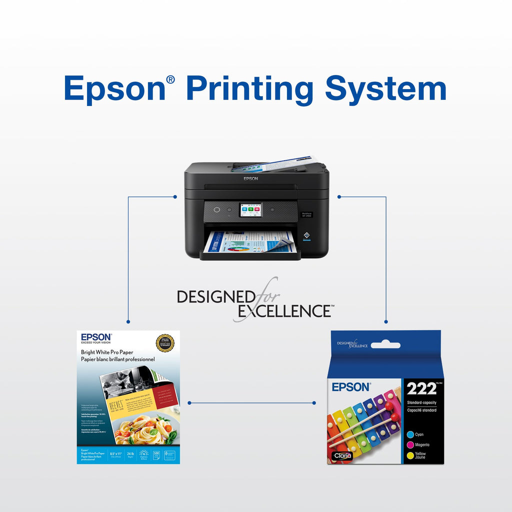Epson 222 Claria Ink Standard Capacity Color Combo Pack (T222520-S) Works with Workforce WF-2960,Expression XP-5200,(Pack of 2)