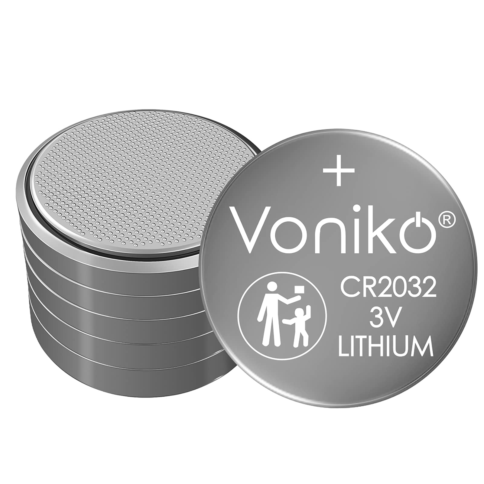 Voniko CR2032 3V Lithium Batteries 6 Pack for Child Safety, Compatible with AirTag, Key Fobs, Thermometers, Scales – 7 Years Shelf Life