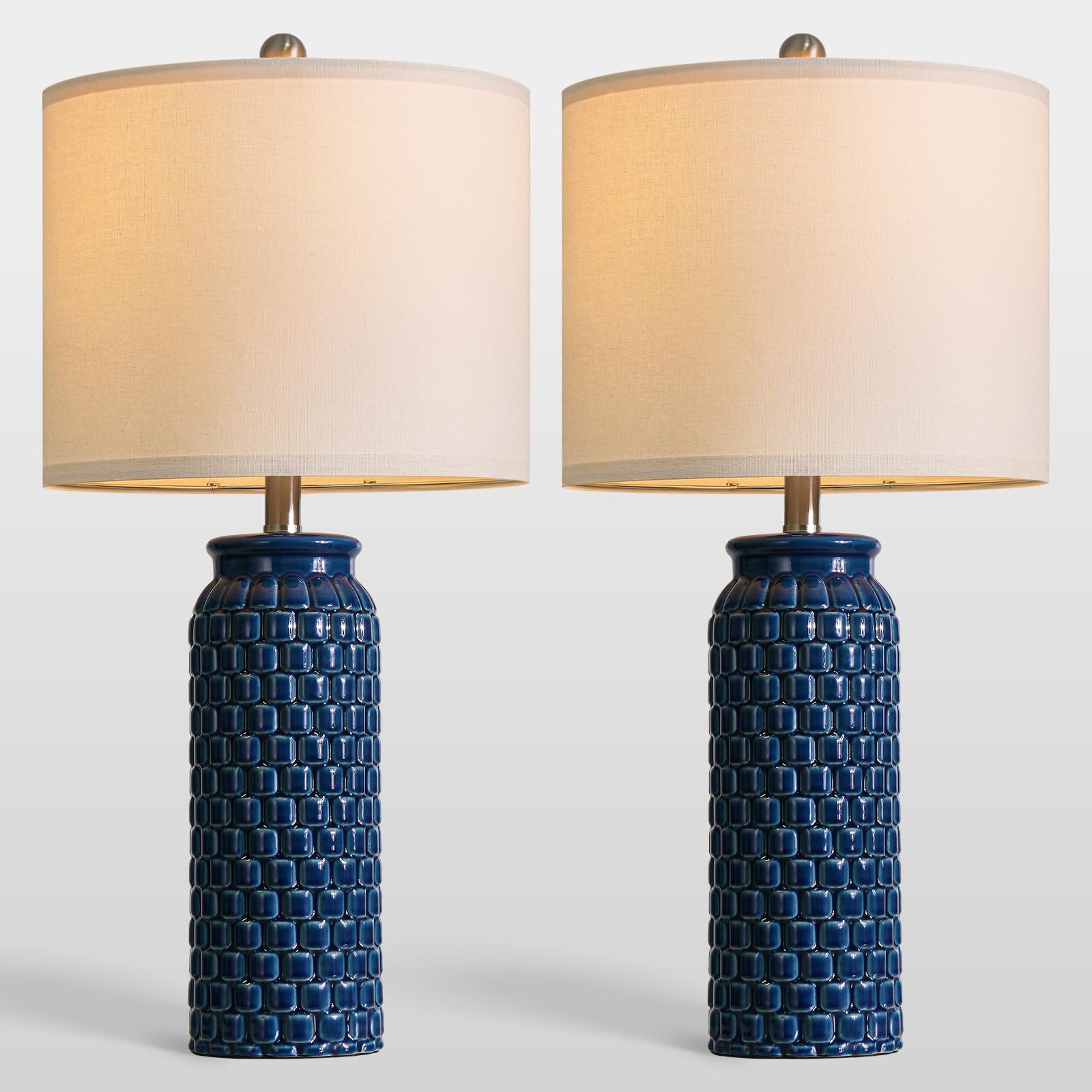 USumkky 20.5" Gold Modern Ceramic Bedside Lamp Set of 2 for Bedroom Decor Farmhouse Table Lamp for Living Room Office Dorm