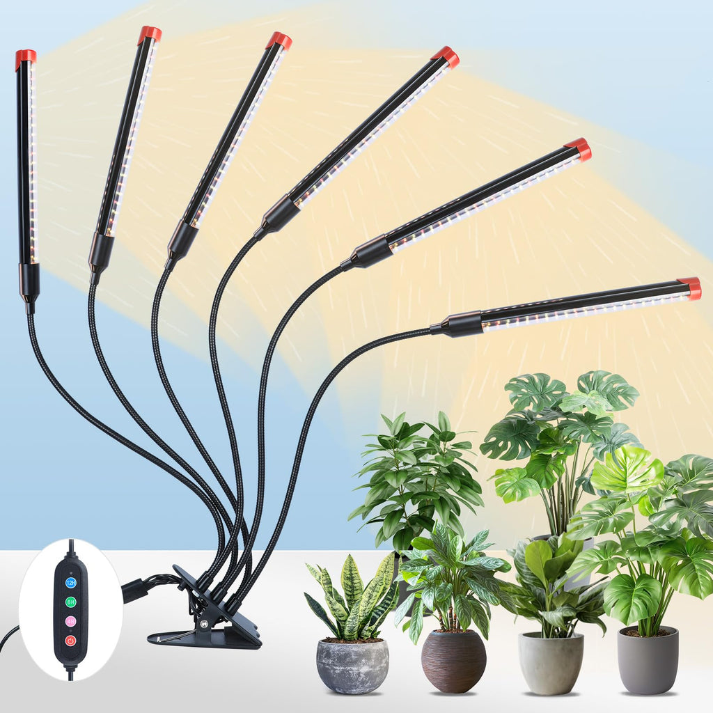 FECiDA Gamechanger 2026 36 Watt Power Draw, NO Need Adapter, 4Head Strong Clip Grow Lights for Indoor Plants with 4/8/12/16/20H Timer, LED Plant Growing Lamps for Houseplants, Bonsai, Seed Starting