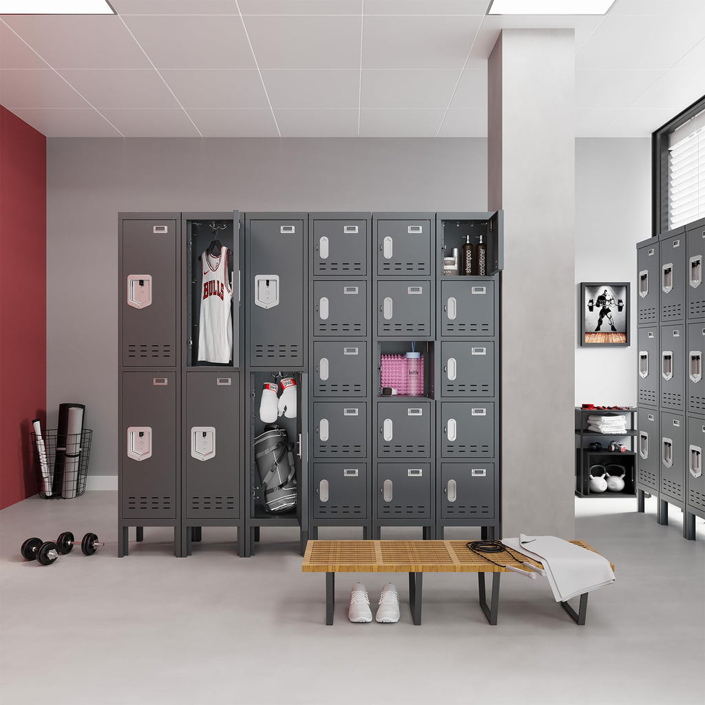 Lockers,Metal Locker, (Beige, 1 Door - (66.15" H x 11.8" W x 11.8" D))
