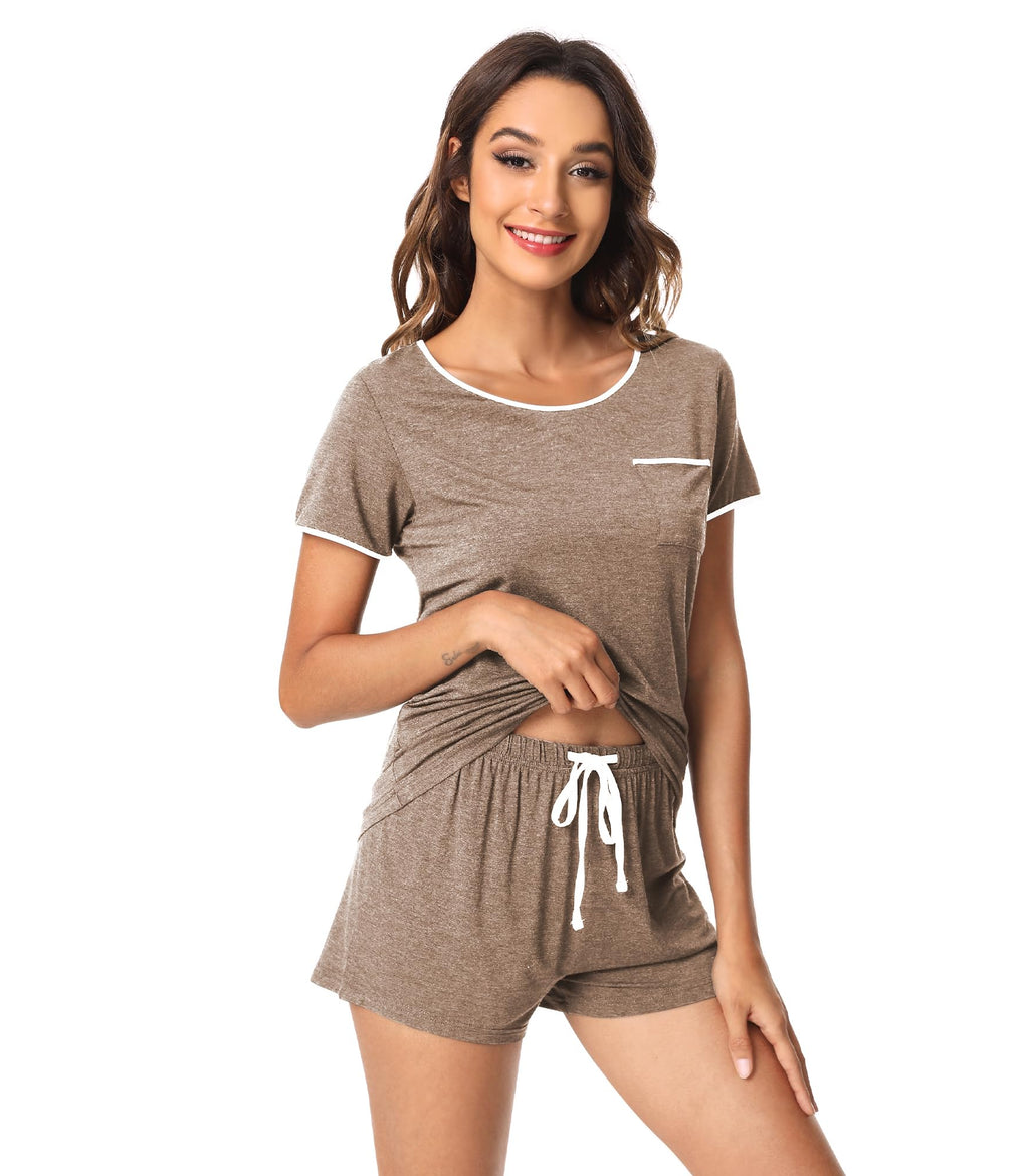 WiWi Viscose from Bamboo Pajamas Set for Women Super Soft Short Sleeve Cooling Summer Plus Size Pjs Sets Sleepwear S-4X