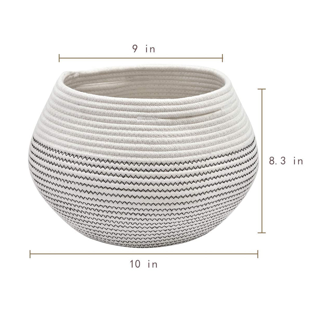 Goodpick Small Rope Storage Basket, Black Round Baskets for Socks, Dog Toys, Towels, Cute Baby Basket for Living Room, Bedroom, Nursery, Towel Baskets for Bathroom, 10 x 8.3 inches
