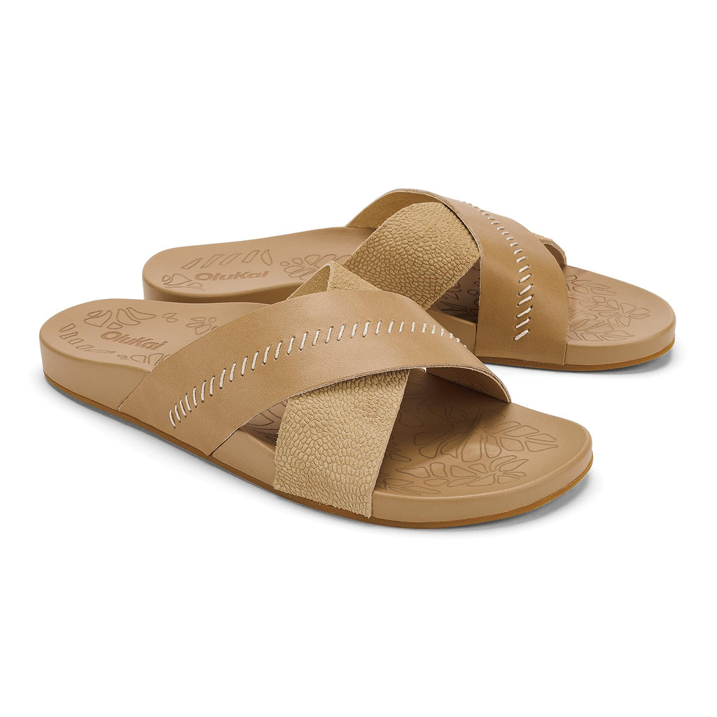 OluKai Kipe'a Olu Women's Slide Sandal, Premium Leather, Relaxed & Dressy Design For Any Occasion, All-Day Comfort & Fit