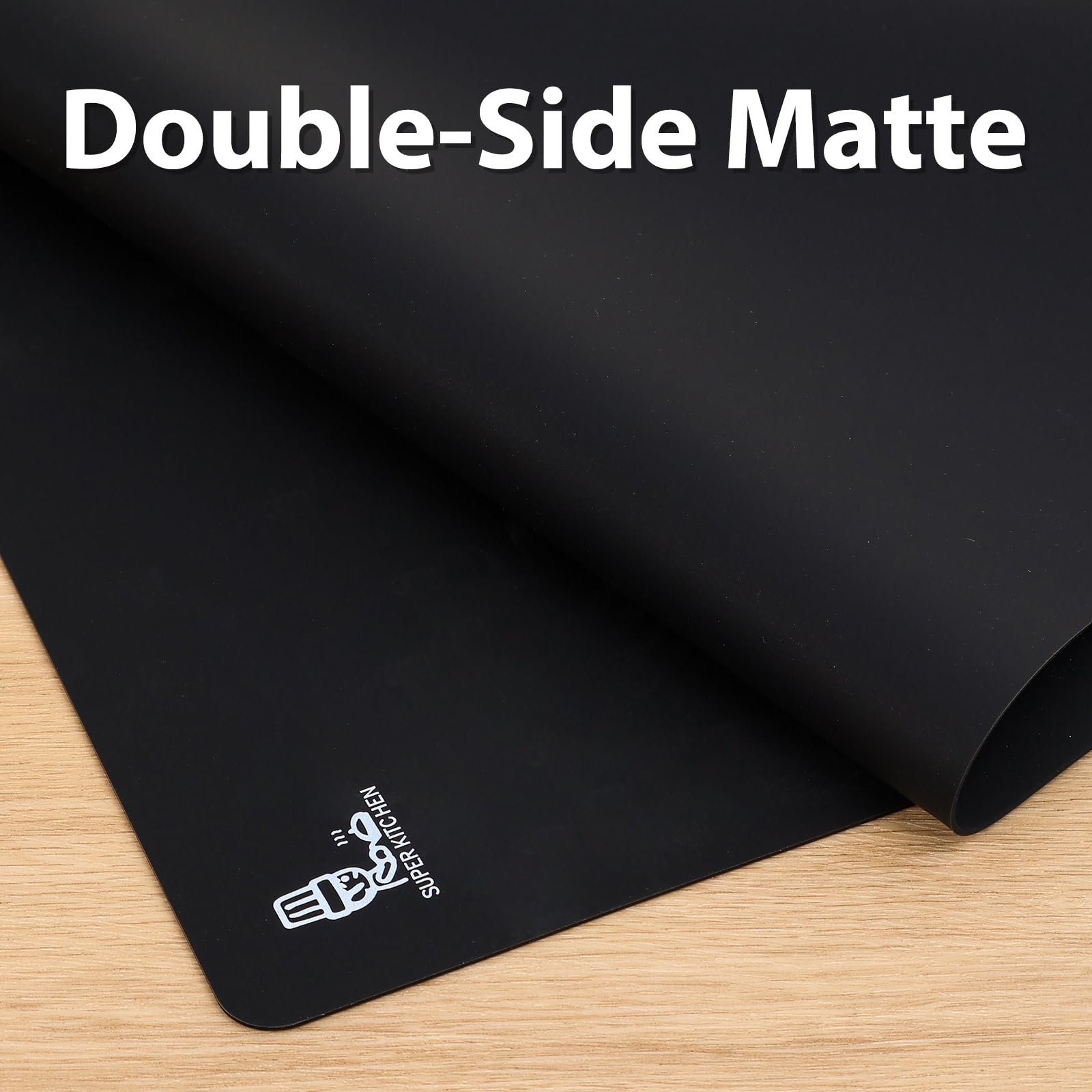 Thick Silicone Counter Mat Large 23.4"by15.6", Heat Resistant Mat for Kitchen Table/Countertop Protector/Non Stick Pastry Baking Placemats, Silicone Pad for Crafts Kids, Super Kitchen Black