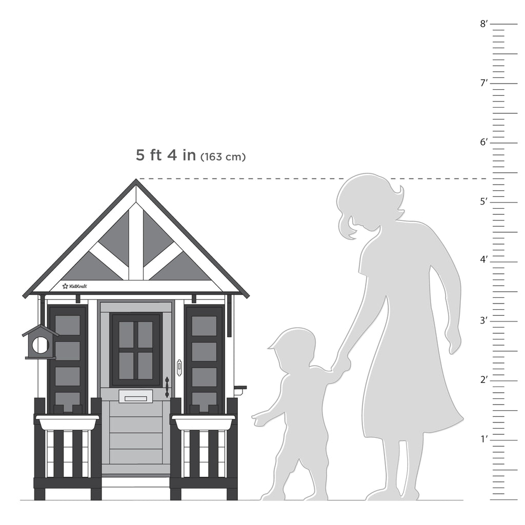 KidKraft Riverscape Wooden Playhouse with Working Doorbell, Fence, Kitchen, Pet Door, Chalkboards and Planters
