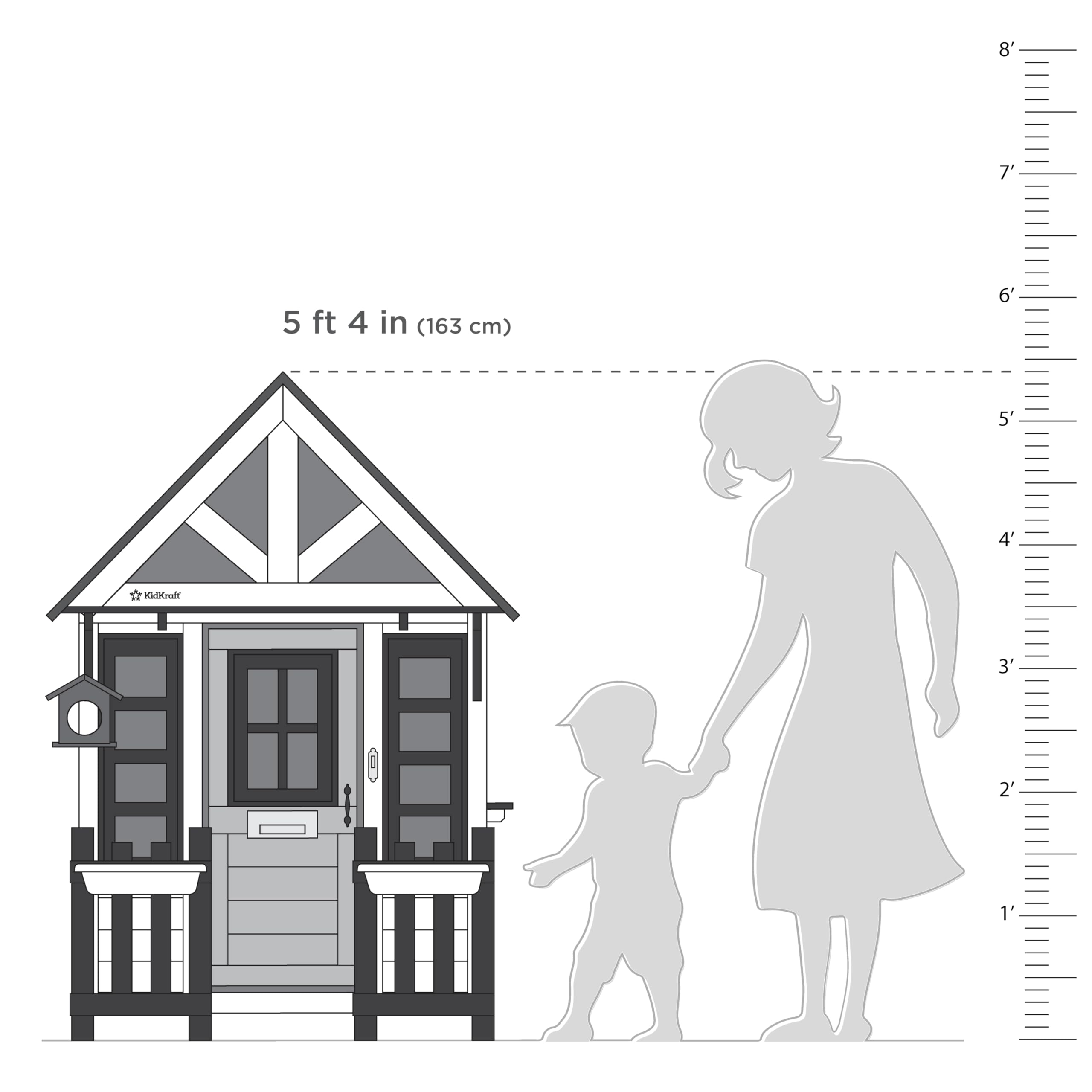 KidKraft Riverscape Wooden Playhouse with Working Doorbell, Fence, Kitchen, Pet Door, Chalkboards and Planters