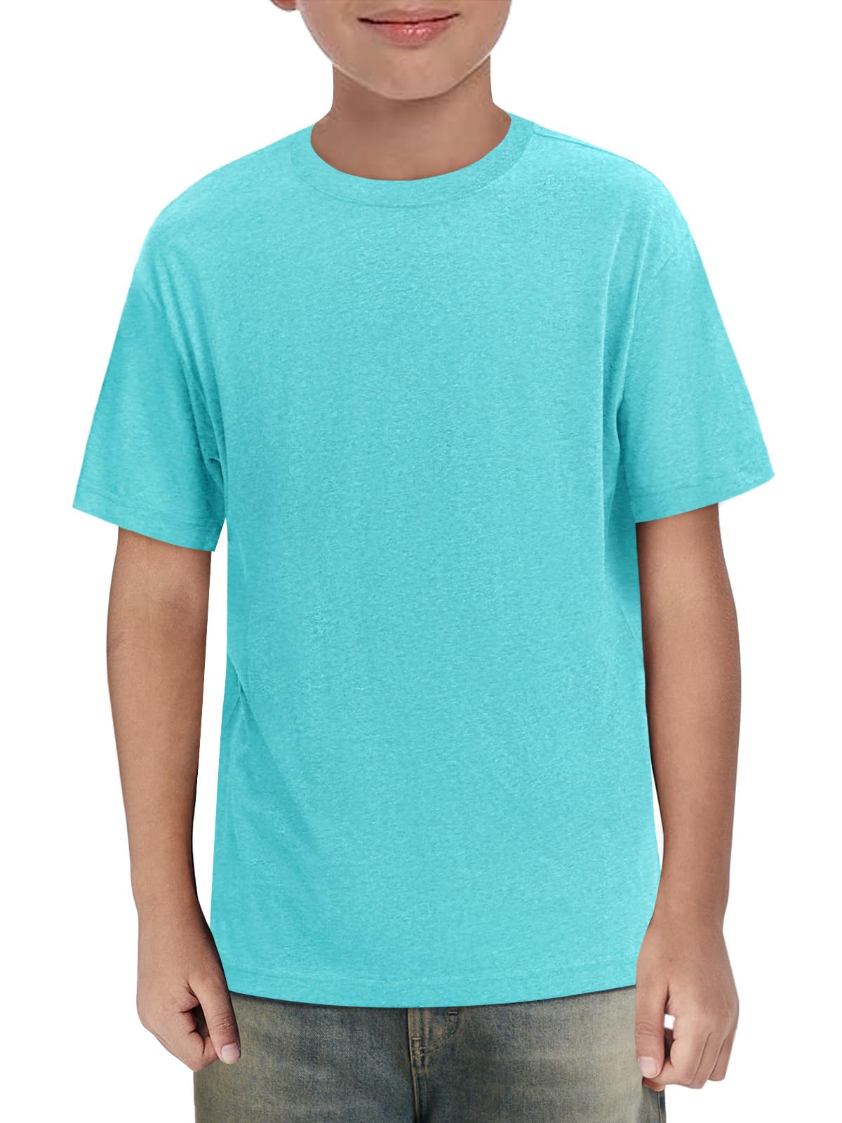 Haloumoning Boys Short Sleeve Shirts Kids Summer Crewneck T-Shirts Casual Tops Tees 5-14 Years
