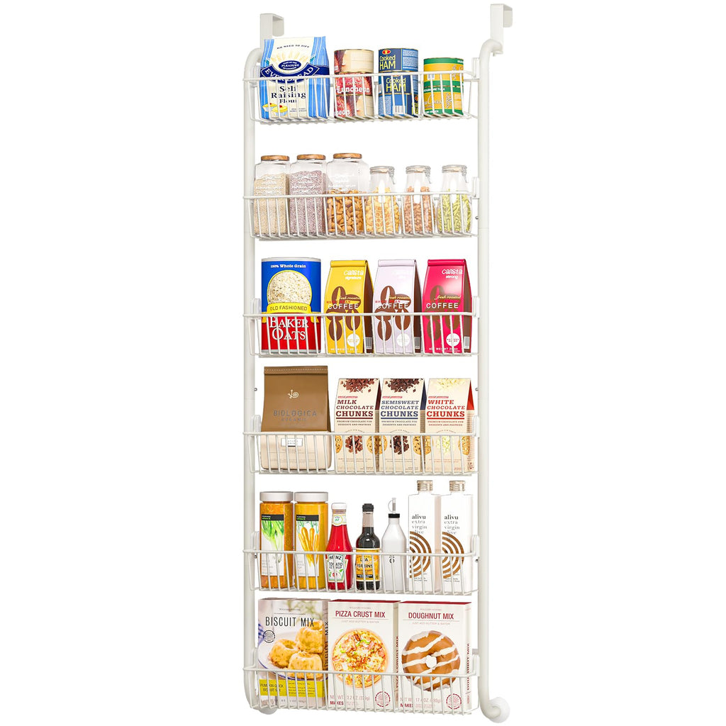 MIAOLI Over the Door Pantry Organizers and Storage, 8-Tier Spice Rack, Home & Kitchen Storage Shelves for Cabinet, Large Capacity Hanging Seasoning Organizer, Laundry Room Organization, White