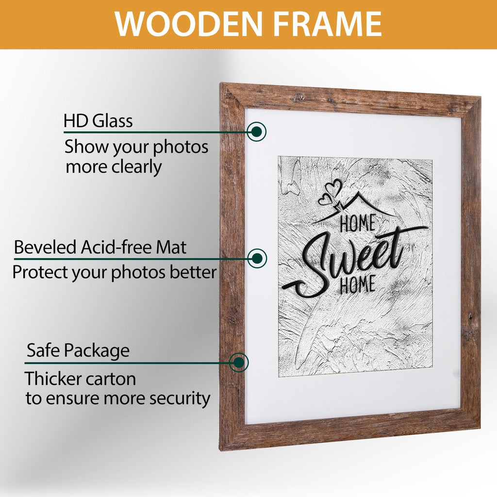 Califortree Black 11x14 Picture Frame - Display Photos 8x10 with Mat or 11x14 Without Mat - HD Glass Inside, Set of 2