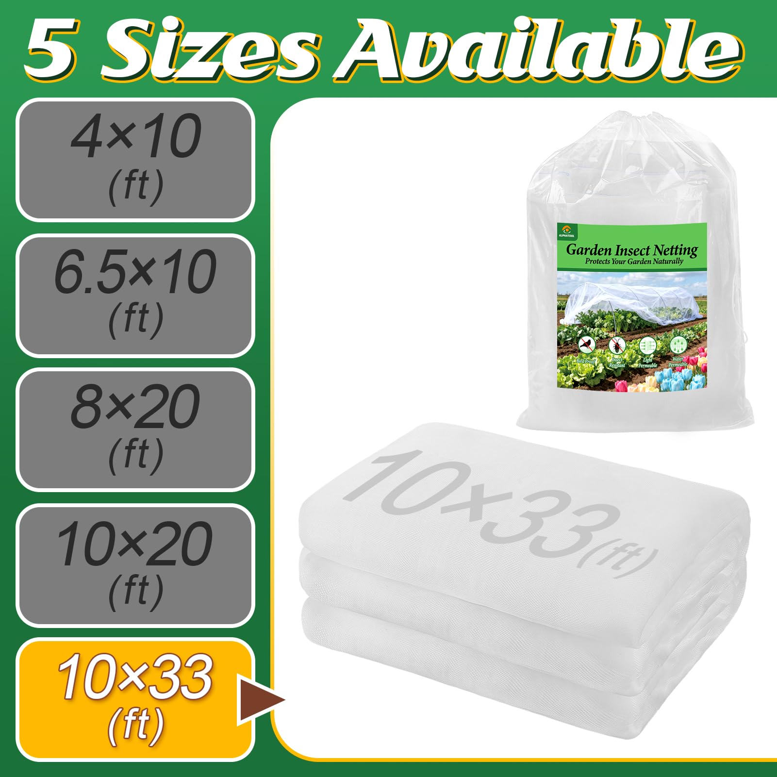 4x10ft Garden Netting - Ultra Fine Mesh Plant Covers to Keep Small Animals Pest Out, Bird Barrier for Protecting Vegetables Fruits Flowers Raised Beds (Without Support Pole)