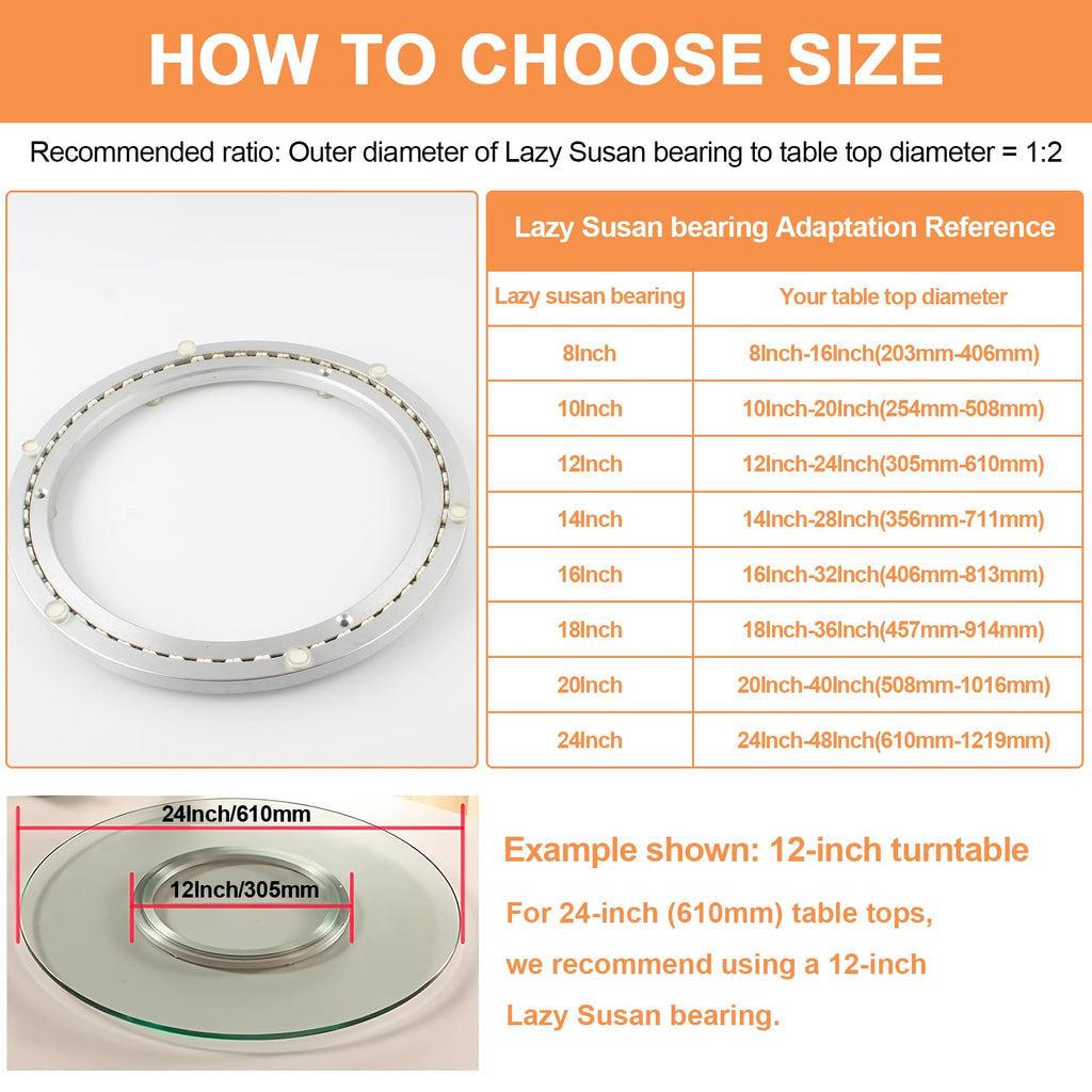 TamBee Aluminum Lazy Susan Heavy Duty Metal Rotating Hardware Turntable Bearing Ring Lazy Susan Base Only (8-Inch Heavy Duty)