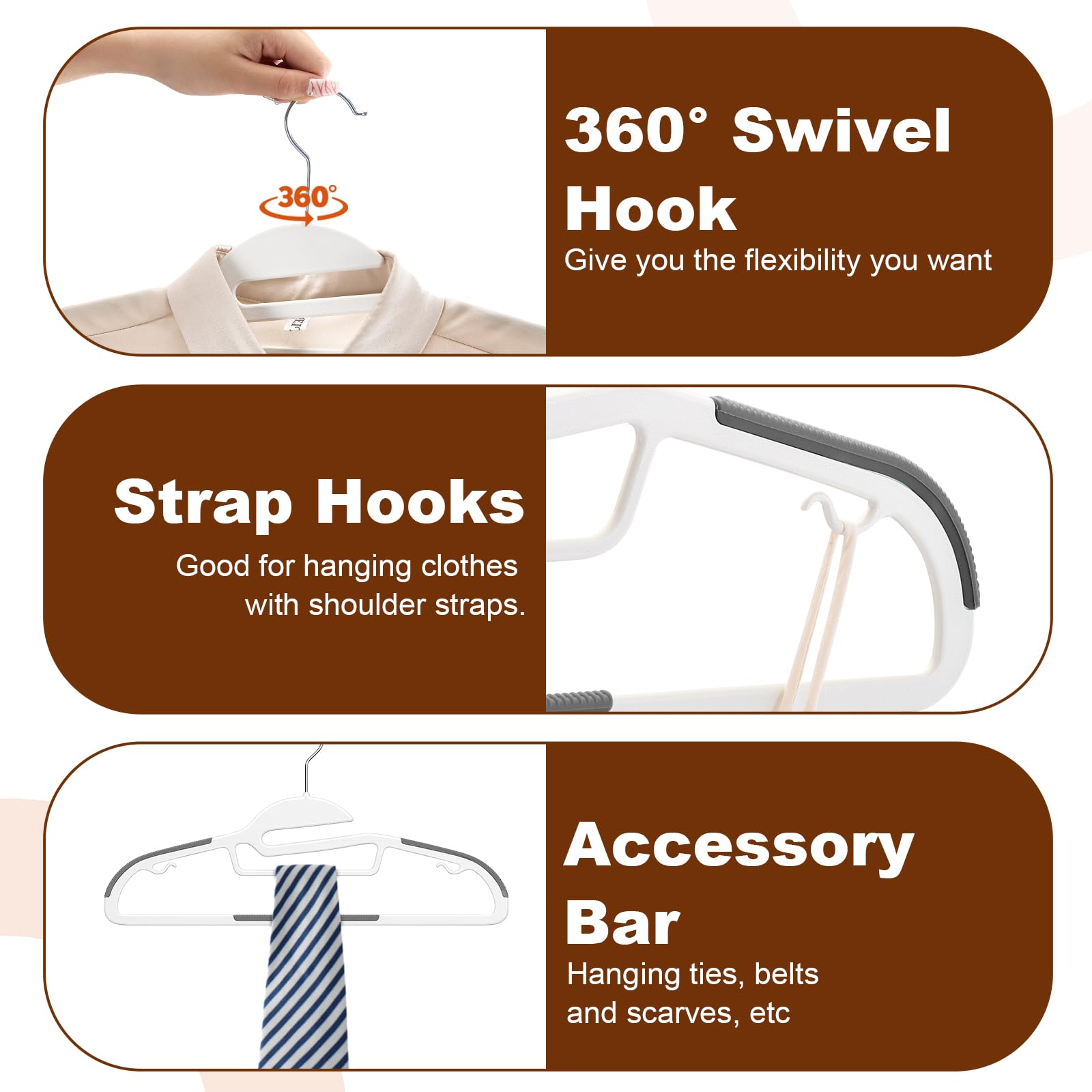 HOUSE DAY Slim Plastic Hangers with Non Slip Rubber Pads, 30 Pack, Black | Space saving closet organizer, heavy duty S-shape, rubber grip pads help keep shirts, suits, coats, pants, skirts in place