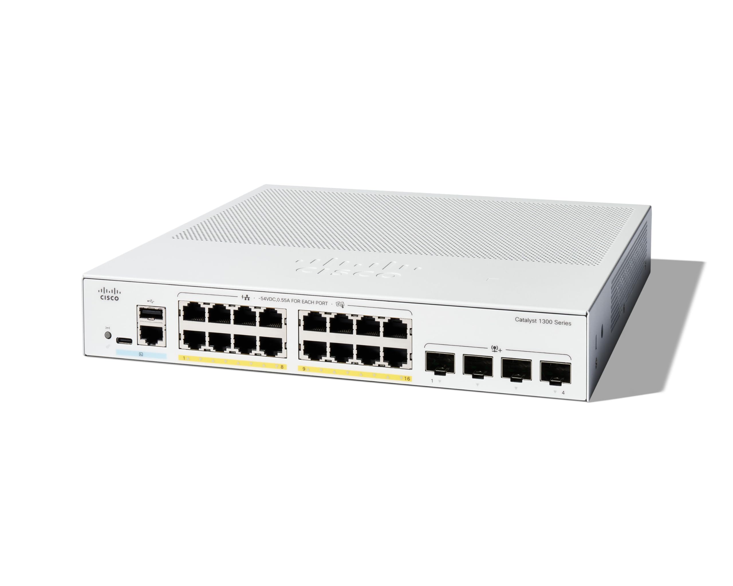 Cisco Catalyst 1300-16XTS Managed Switch, 8 Port 10G Copper, 8x10GE SFP+, Limited Lifetime Protection (C1300-16XTS)