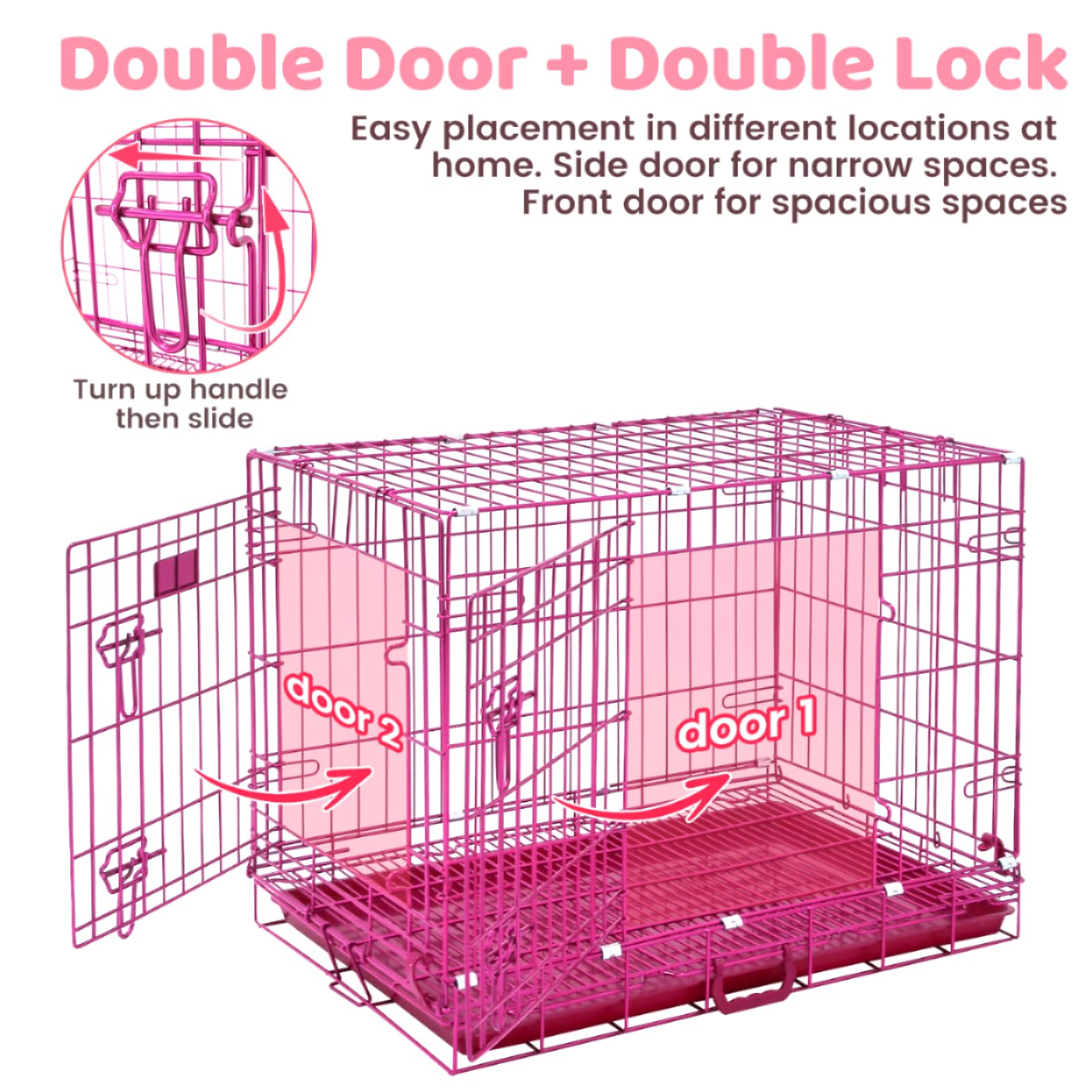 HOMEY PET 24" Gold Color Folding Design Dog Crate Puppy Ertra Small Breed Dog Kennels with Removable Floor Grid and Pull Out Tray, Dog Cage Copper Gold Finish