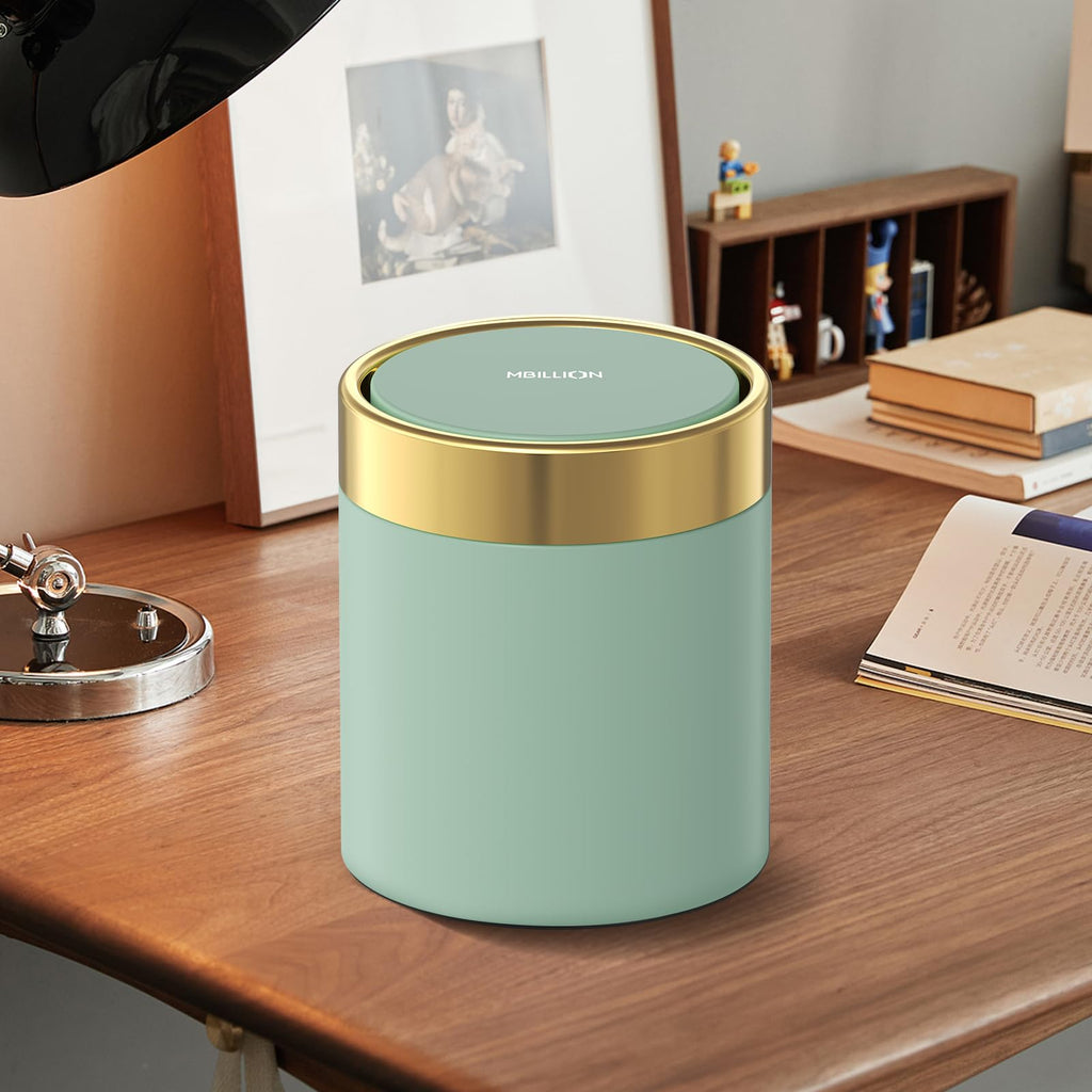 Mini Trash Can with Lid, Desktop Small Trash Can Recycling Bin Cute Metal Garbage Can for Tabletop Countertop Use,Stainless Steel 0.4Gal/1.5L Waste Bin for Office Parlor Car Bedroom,Swing Lid Open