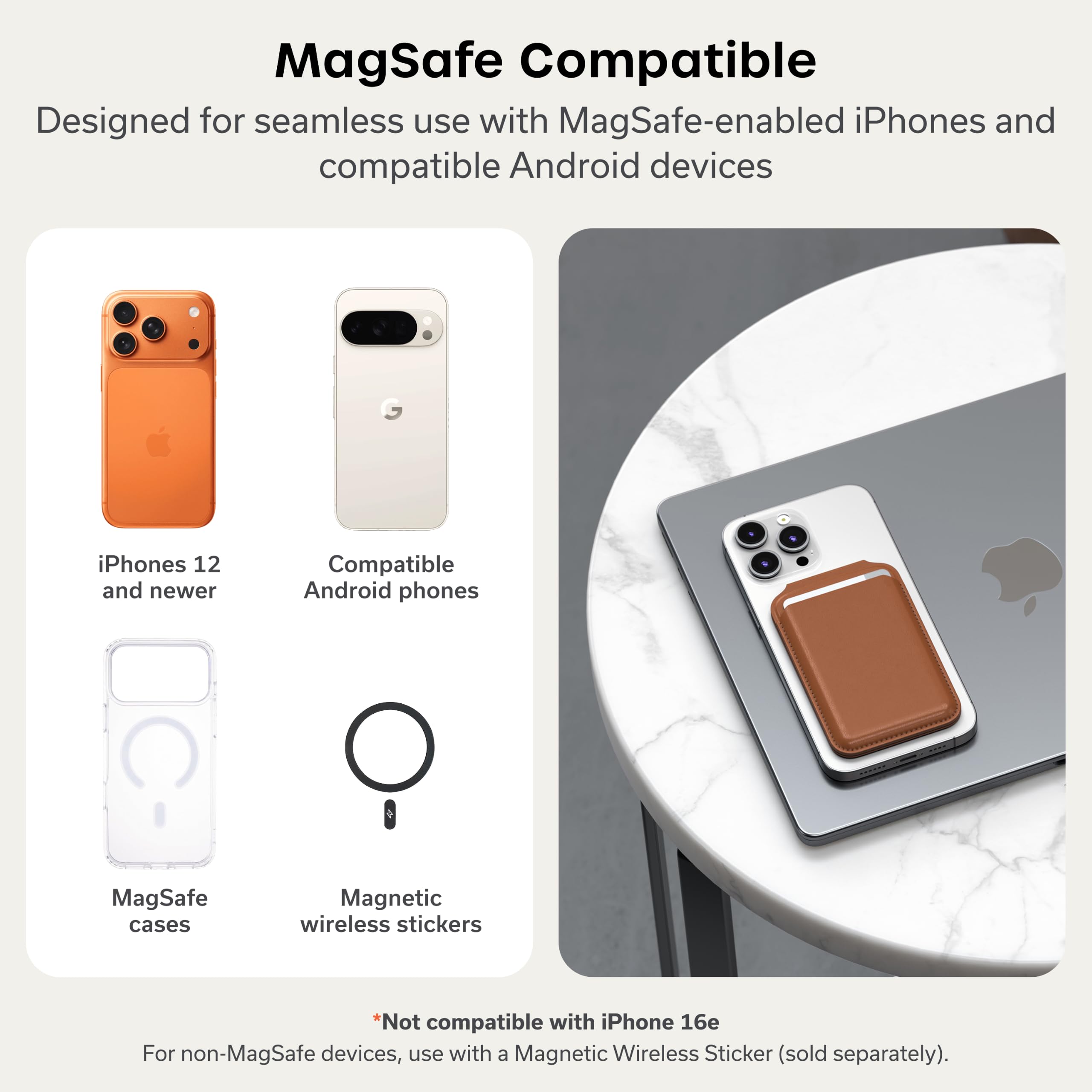 Satechi Magnetic Magsafe Wallet, Double Flap Stand Card Holder, 4 Slots with Front NFC Pass-Through, Adjustable Phone Attachment for iPhone 17/16/15/14/13/12, Travel Accessory