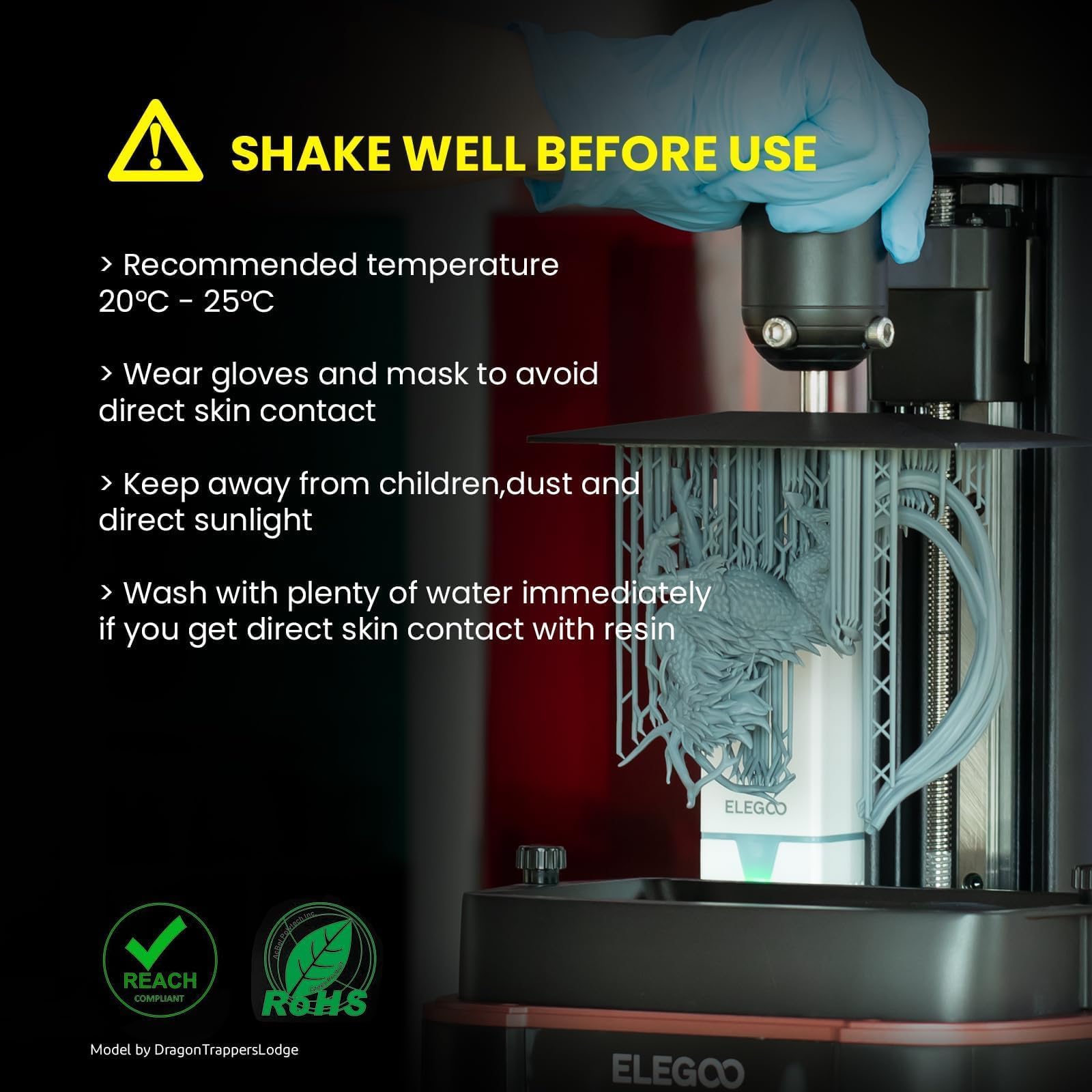 ELEGOO ABS-Like 3D Printer Resin LCD UV-Curing Resin 405nm Standard Photopolymer Resin for LCD 3D Printing Clear 1000g