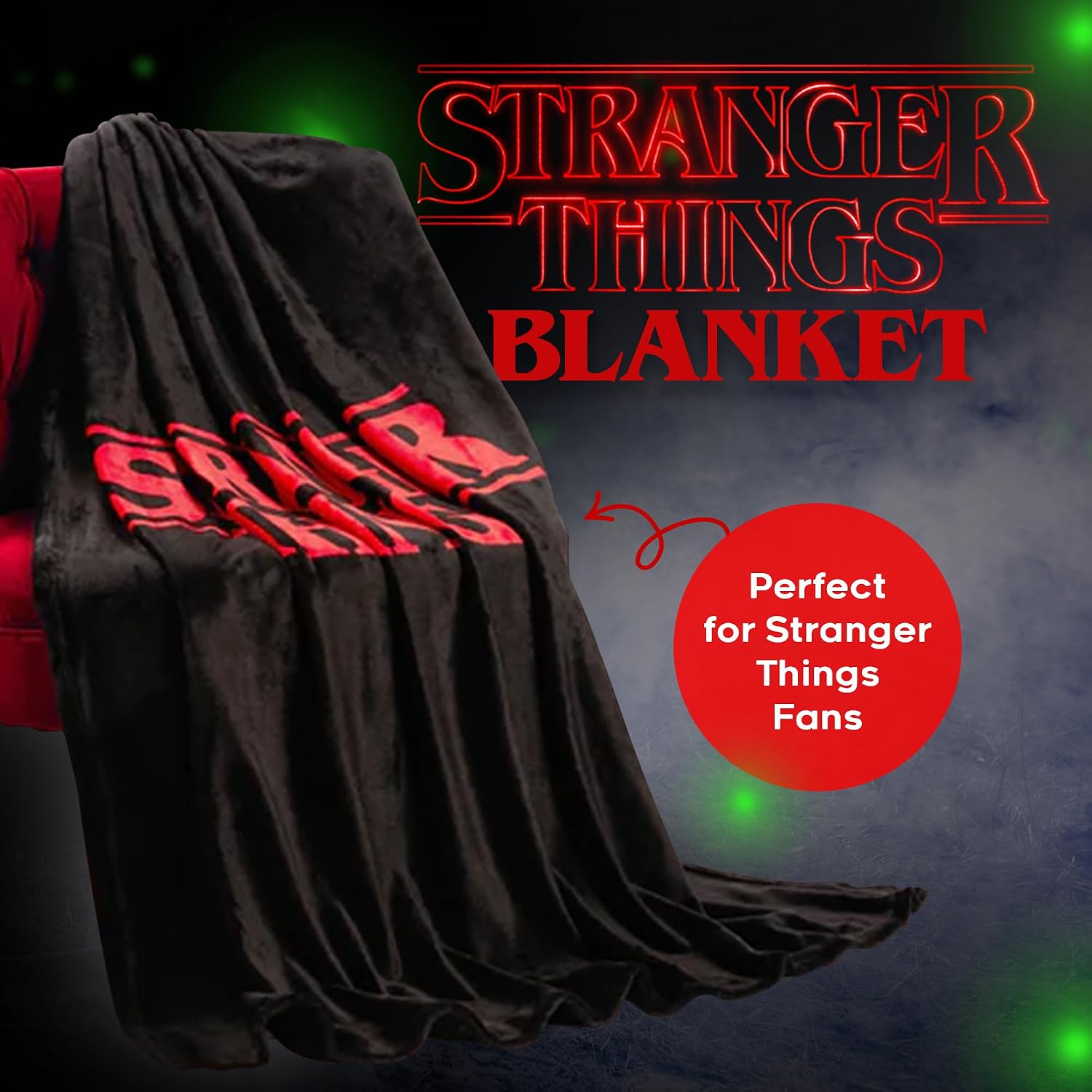 Stranger Things Blanket Throw Bedroom Accessories Fleece Blanket, Hellfire Club Soft Warm Winter Bed Throw 59.06 x 51.18 in Official Merch (Red)