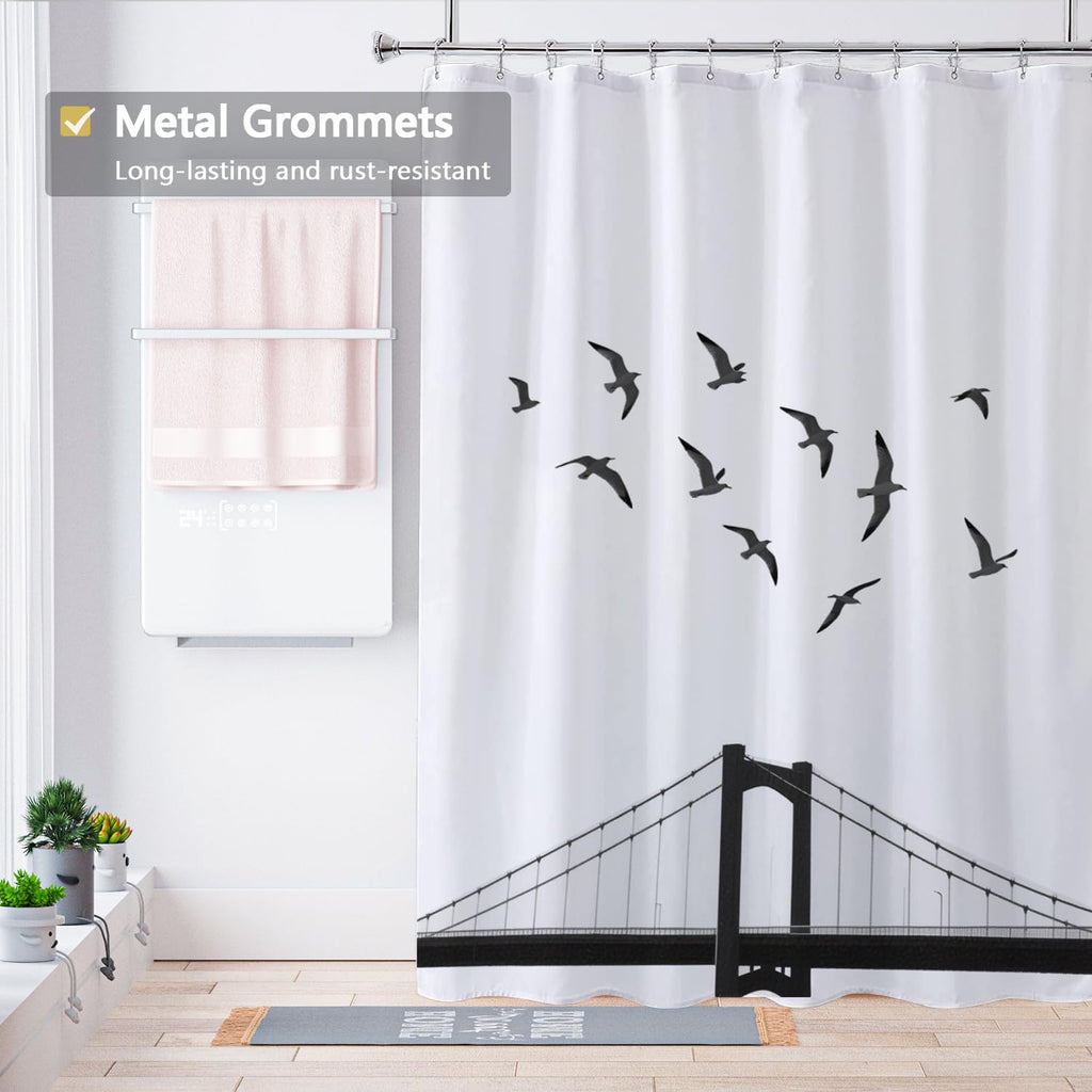 LLSCL Fabric Shower Curtain Liner with Magnets, Waterproof Hotel Quality, 72 x 72 Machine Washable