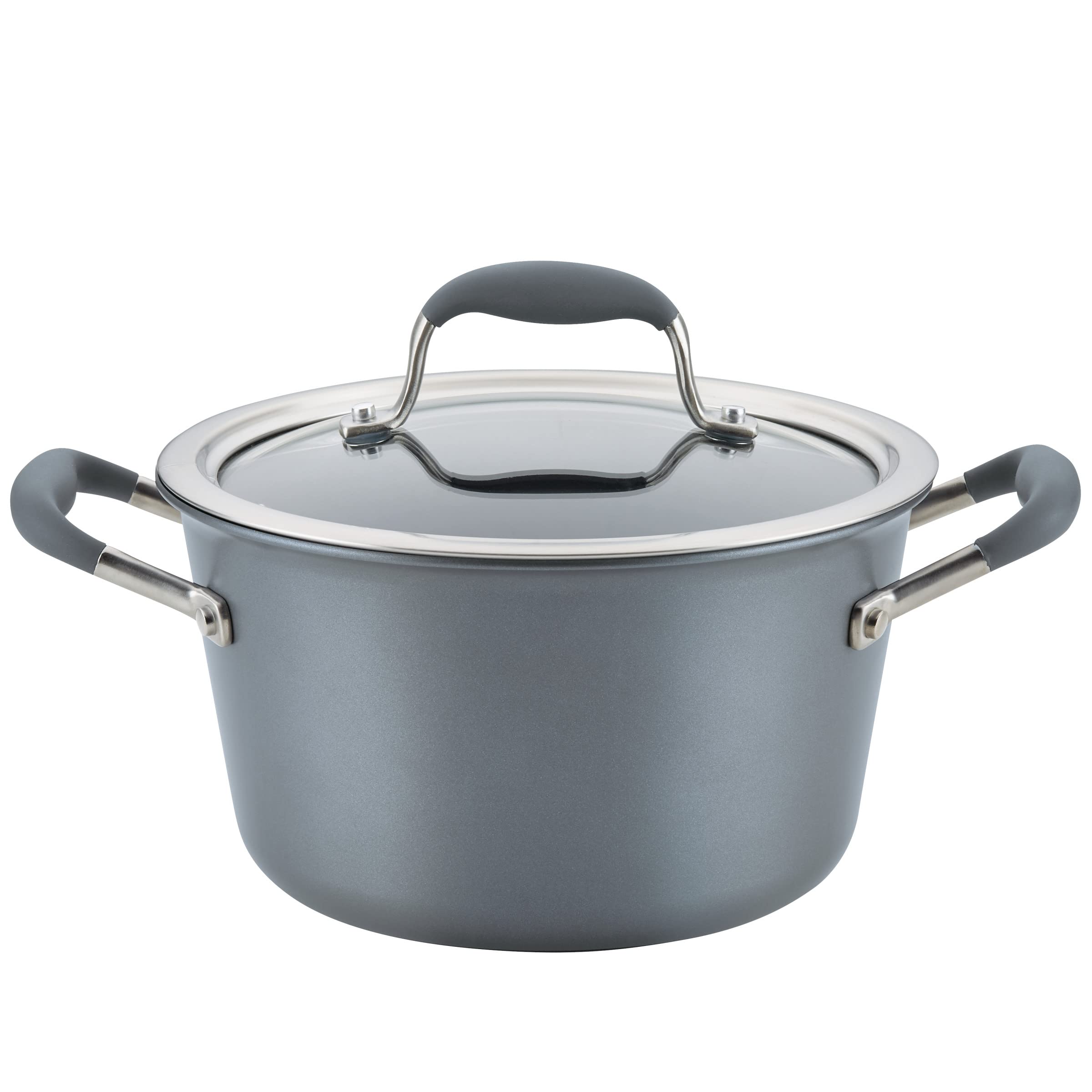 Anolon Advanced Home Hard Anodized Nonstick Sauce Pan/Saucepan with Straining and Lid, 2 Quart (2 Qt Straining Saucepan, Indigo)