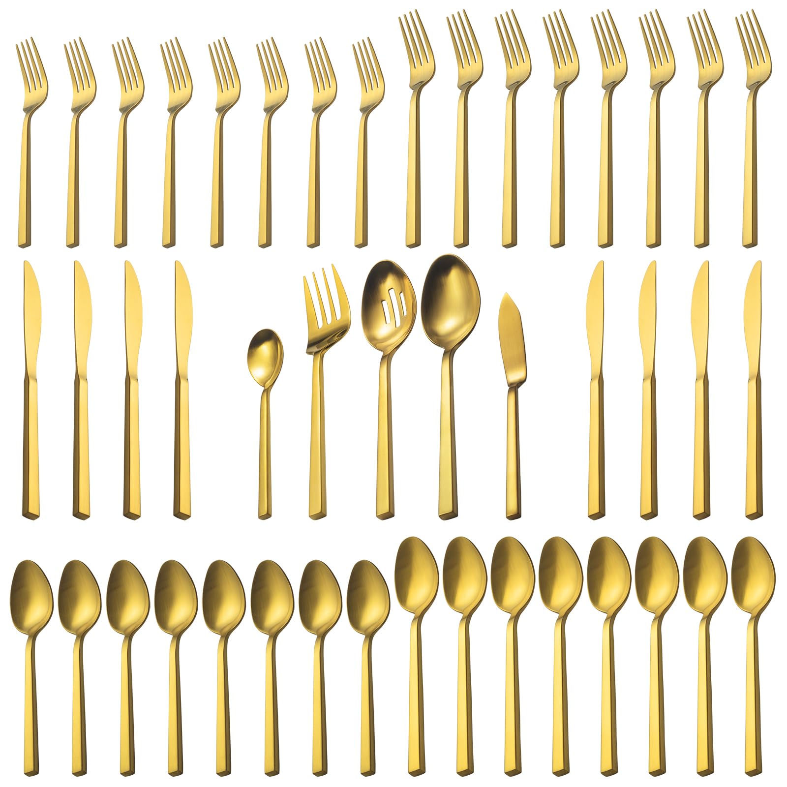 Alata Cube Black 20-Piece Forged Silverware Set Stainless Steel Flatware Set,Service for 4,Matte Satin Polished Cutlery Set,Dishwasher Safe