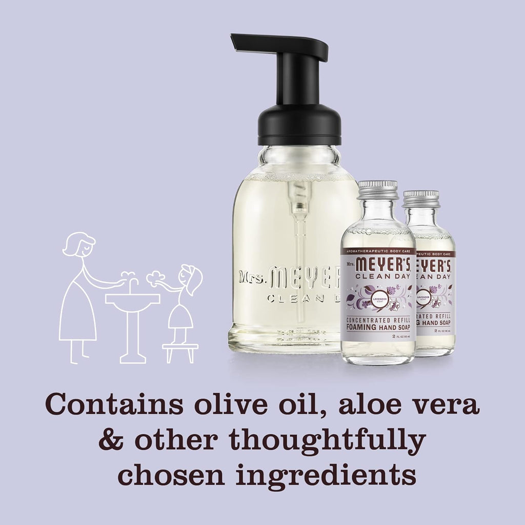 MRS. MEYER'S CLEAN DAY Foaming Hand Soap Concentrated Refills, 4 Concentrated Refills (2 Fl. Oz each), Lavender Scent, Makes 40 Fl. Oz. of Foaming Soap Total