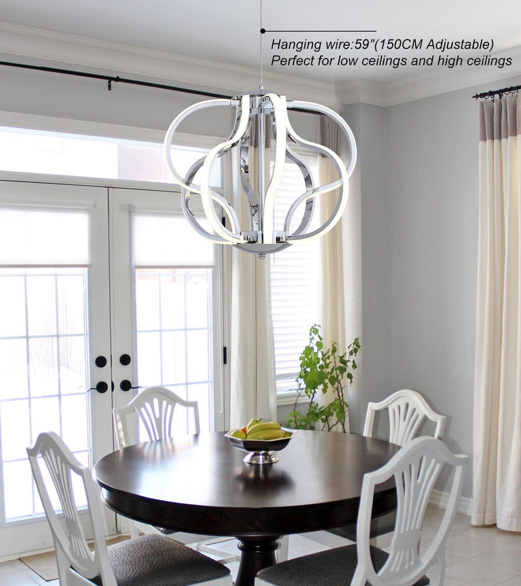 Modern Gold LED Chandelier with Remote Control, Dimmable LED Chandelier with 3 Color Temperature,8 Lights Hanging Pendant Lights for Dining Room Foyer Entryway Kitchen Living Room