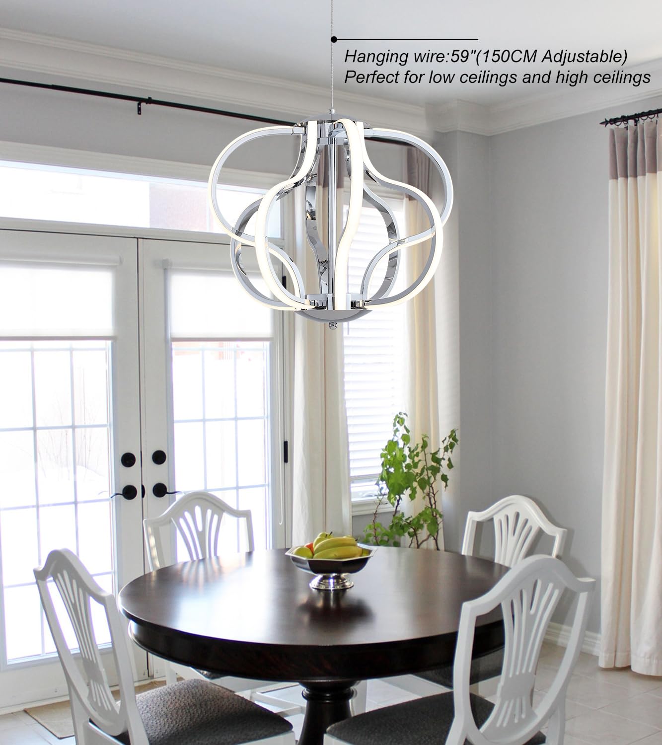 Modern Gold LED Chandelier with Remote Control, Dimmable LED Chandelier with 3 Color Temperature,8 Lights Hanging Pendant Lights for Dining Room Foyer Entryway Kitchen Living Room
