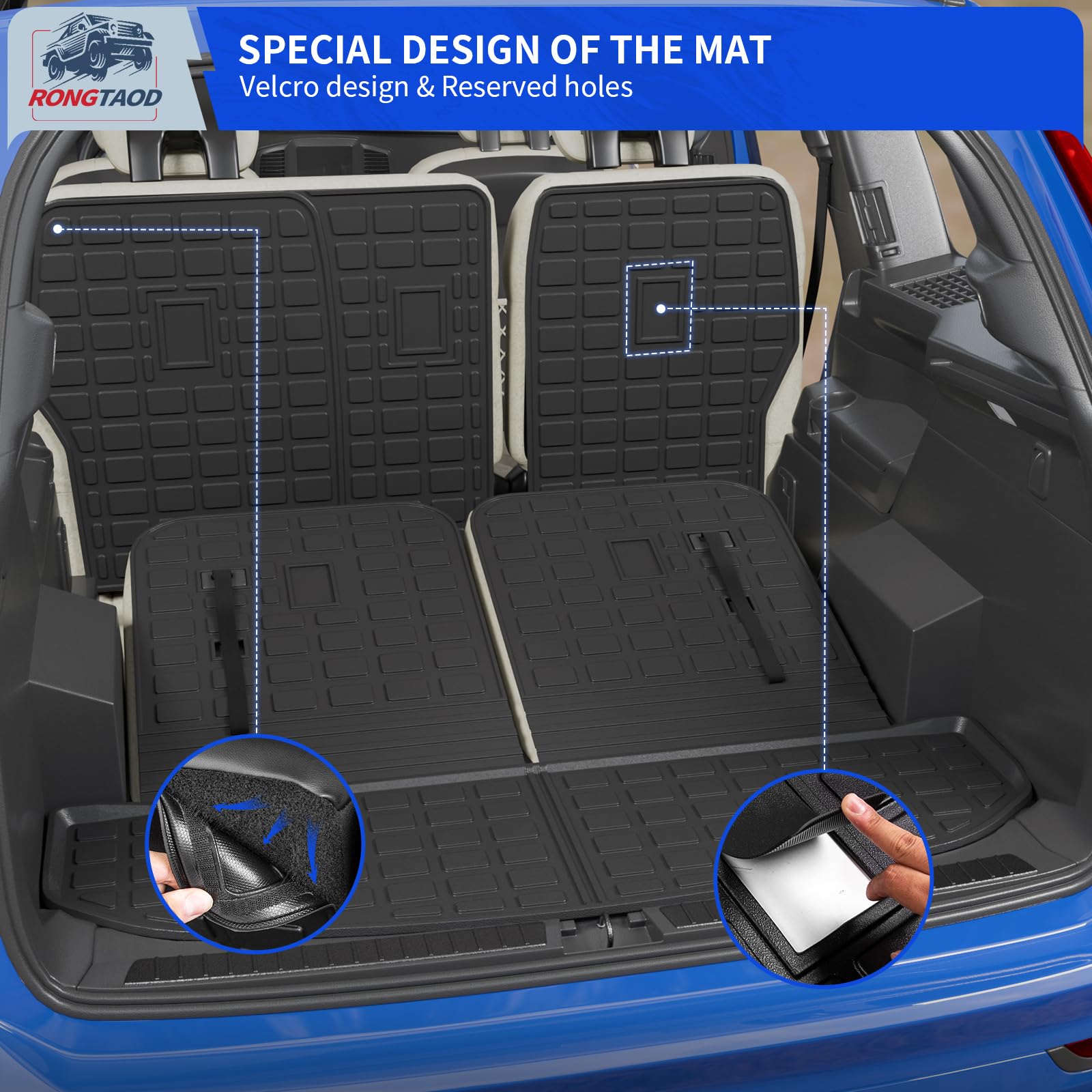 Rongtaod Back Seat Protector Compatible with 2021-2025 2026 Kia Sorento 6&7 Seats Back Seat Cover Kick Mats Cargo Liner Trunk Mat TPE All Weather 2024 Sorento Accessories (2nd Row Backrest Mat)