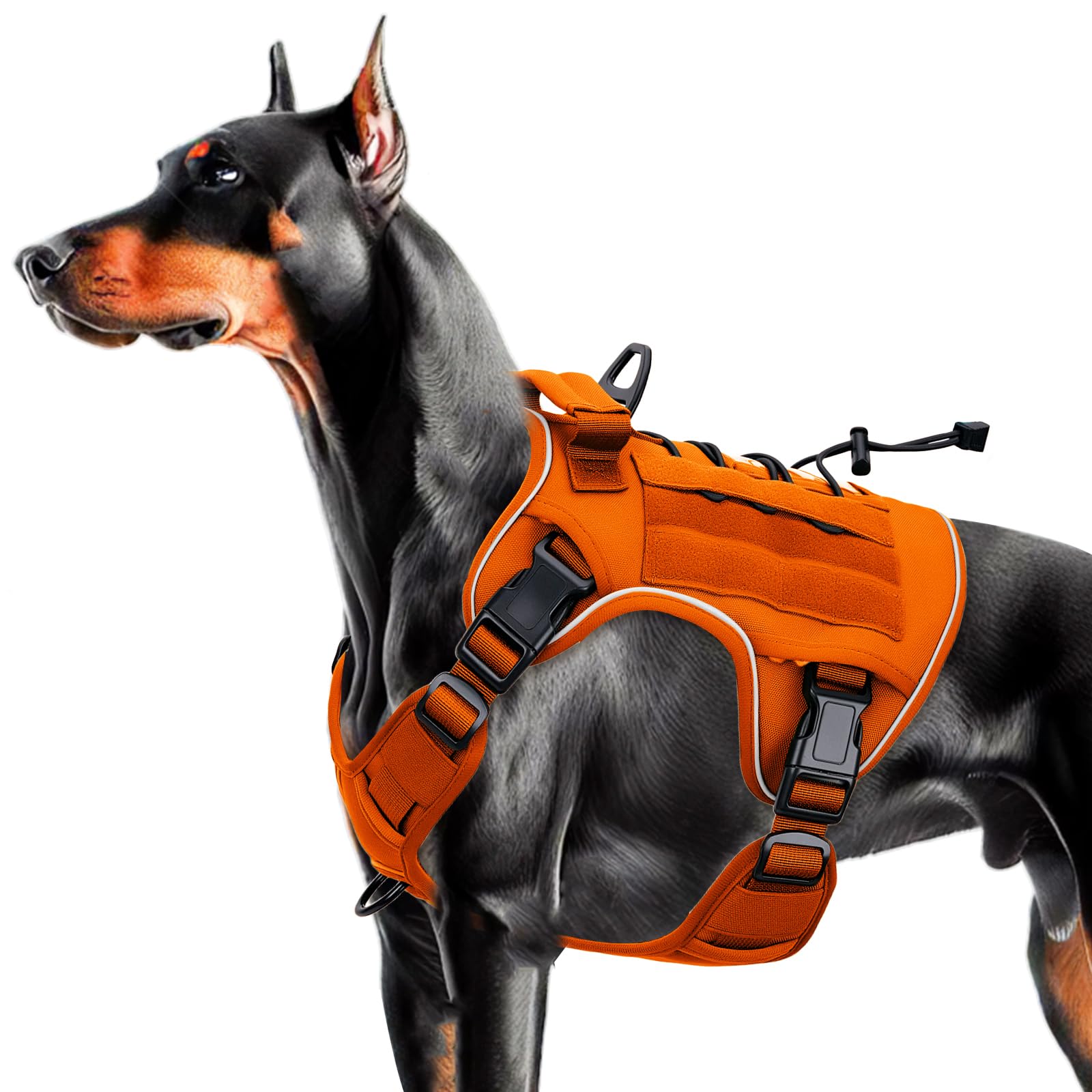 Heavy-Duty Tactical Dog Harness for Large Dogs, No Pull Adjustable Reflective Pet Vest with Molle System, K9 Military-Grade Control for Service Training, Outdoor & 10+ Breeds, Black, Small