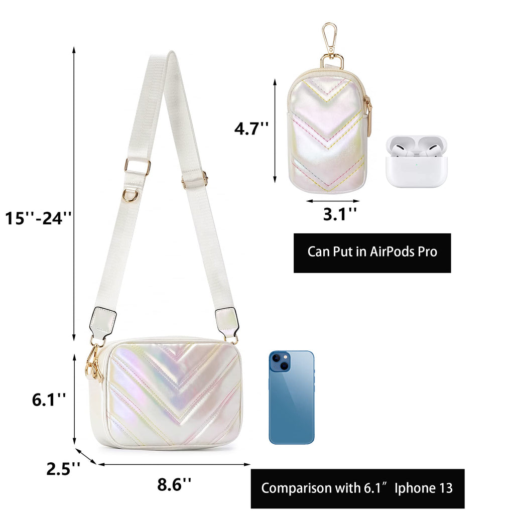 Herald Chevron Quilted Small Crossbody Bag with Coin Purse Pouch, Women Square Camera Side Shoulder 2 Size Handbags | Chevron