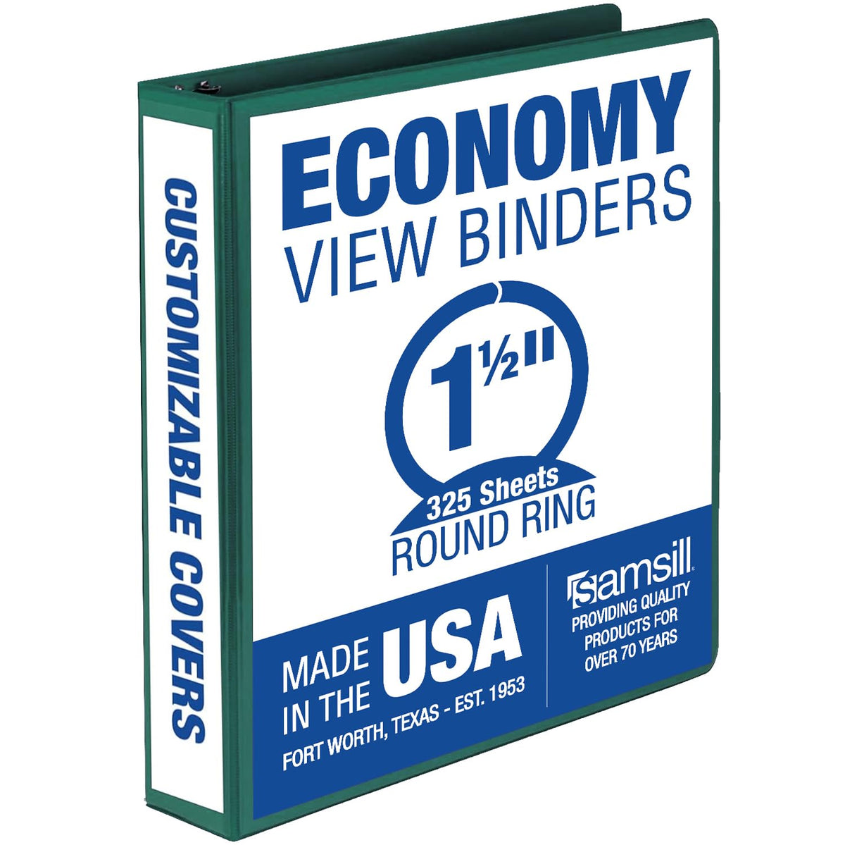 Samsill 1 Inch 3 Ring Binders, Economy Round Ring, Clear View Cover, 200 Sheet Capacity - for School, Home, Office - Blue, 4 Pack