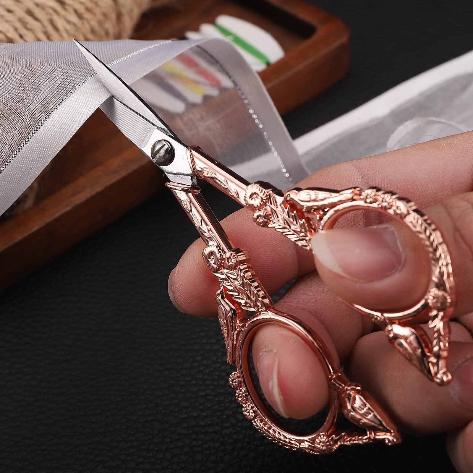 YOUGUOM Small Craft Scissors, Little Travel Sharp Embroidery Scissors All Purpose, Straight Tips Mini Sewing Shears, Precision Detail Thread Cutting Snips