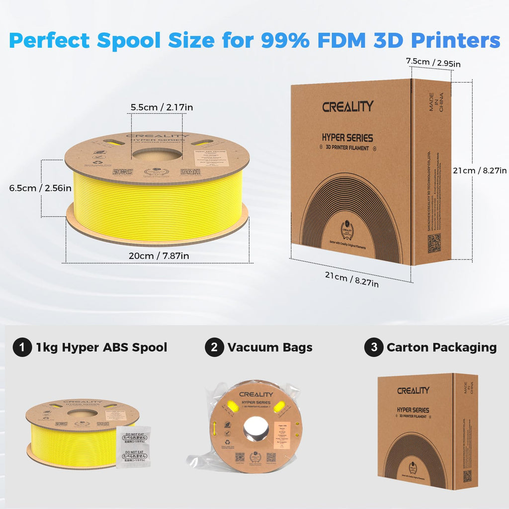 Creality Hyper ABS Filament, Official 3D Printer Filament ABS 1.75mm for Up to 300mm/s High-Speed Printing Convenient Open Printing Material, 1kg(2.2lbs) Spool Fit Most 3D Printer(Black)