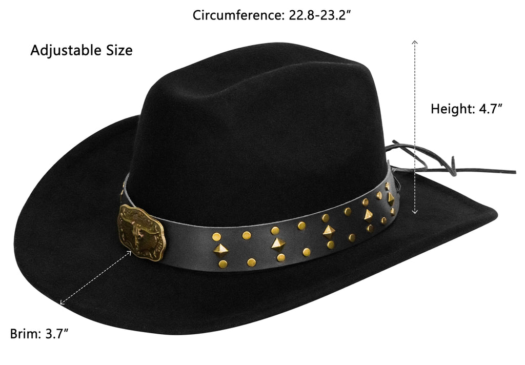 Vintage Western Cowboy Hat for Men Women - Wide Brim Cowgirl Fedora Hats with Braided Rope Band M