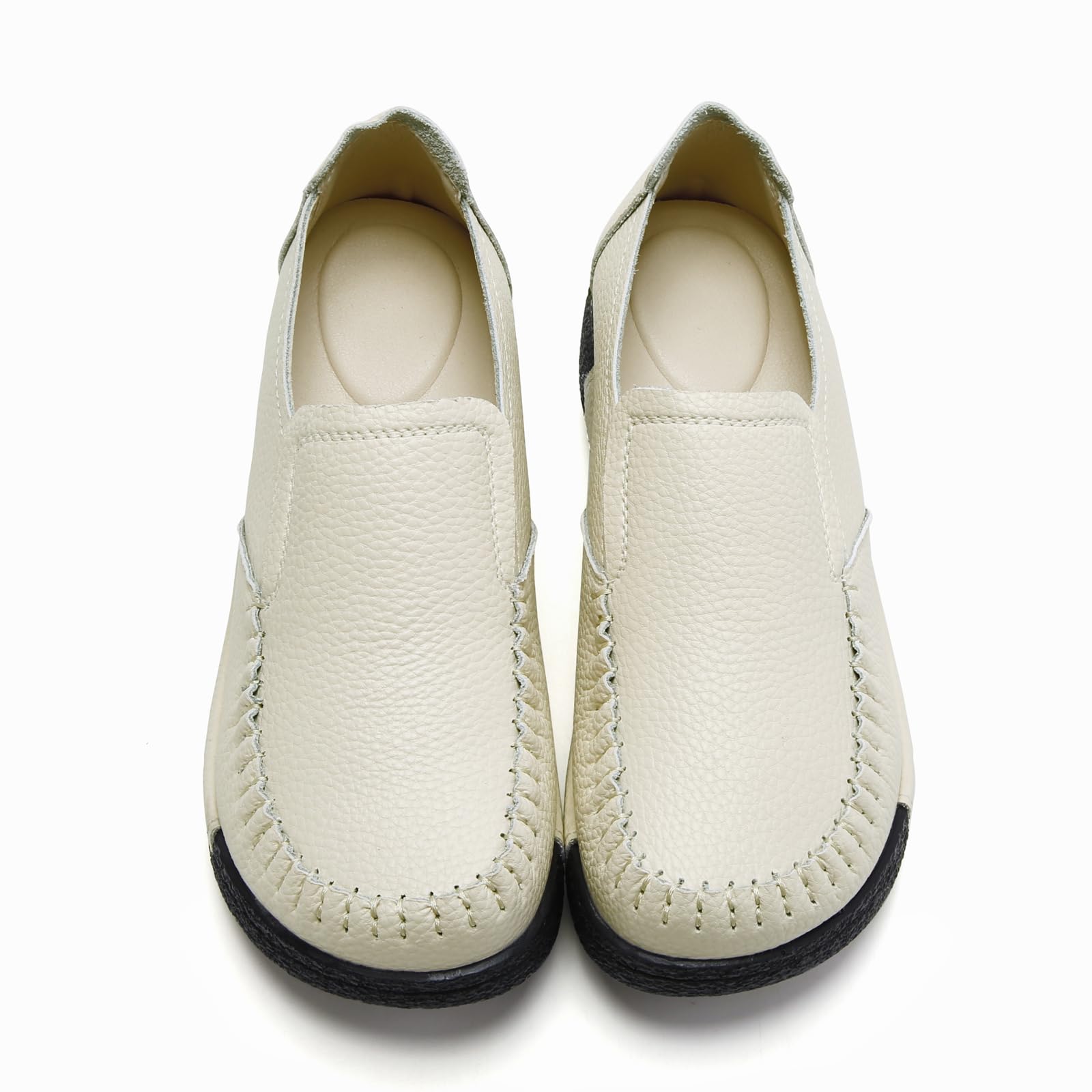 UZB Women's Slip On Loafer Leather Comfort Casual Platform Shoes